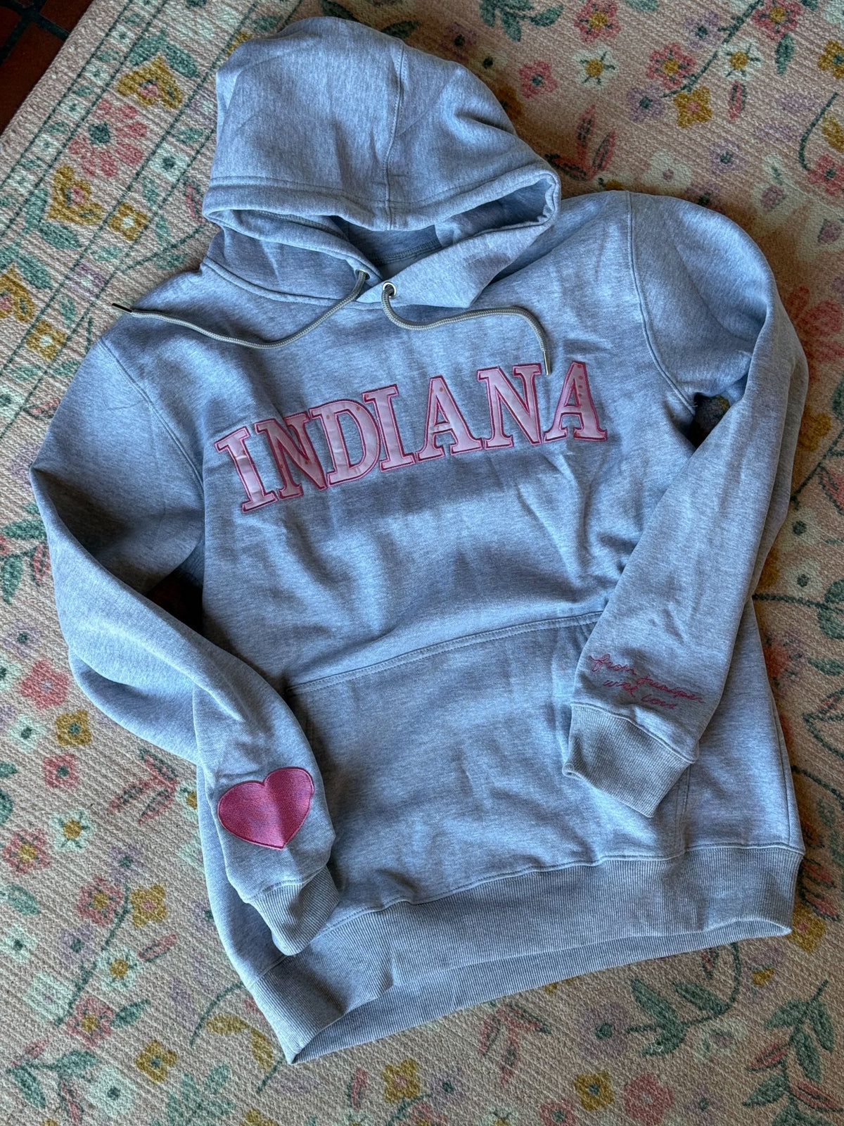 Indiana Embroidered Hoodie / Heather Grey - From Juniper With Love