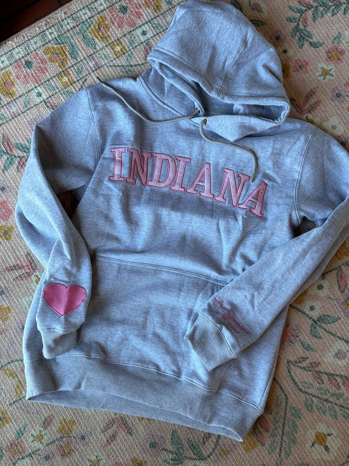Indiana Embroidered Hoodie / Heather Grey - From Juniper With Love