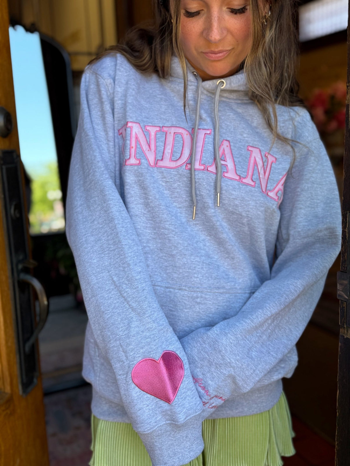 Indiana Embroidered Hoodie / Heather Grey - From Juniper With Love