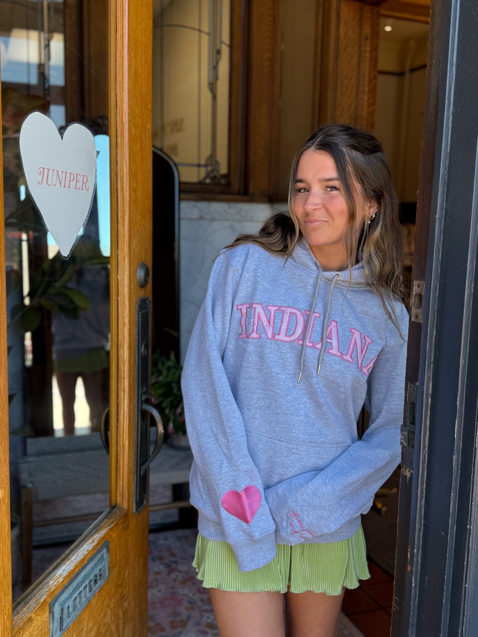 Indiana Embroidered Hoodie / Heather Grey - From Juniper With Love