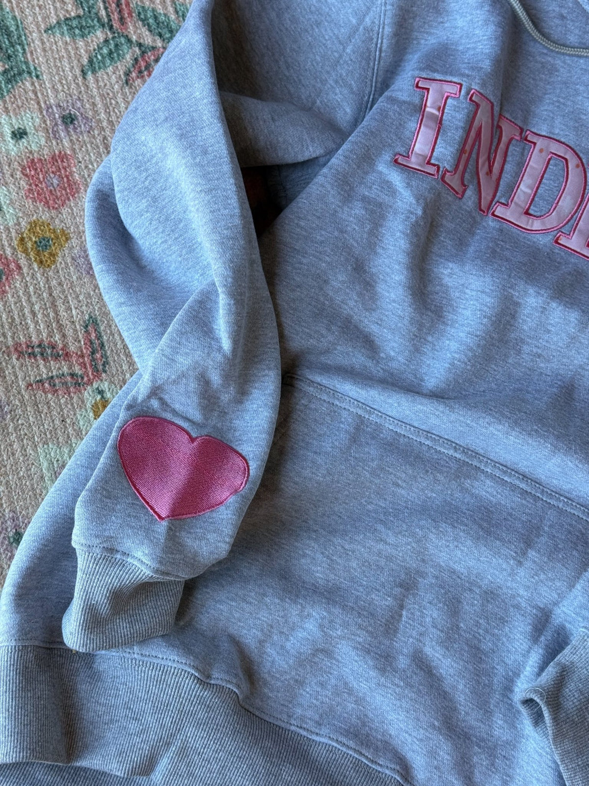 Indiana Embroidered Hoodie / Heather Grey - From Juniper With Love