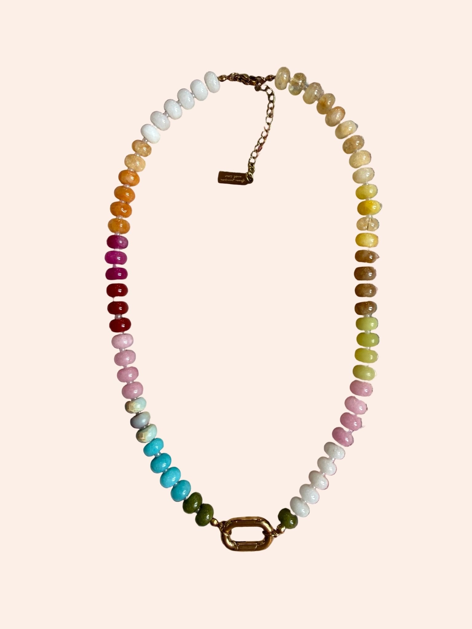 Keepsake Strand Necklace Confetti by From Juniper With Love; rainbow pastel beads on gold clasp chain