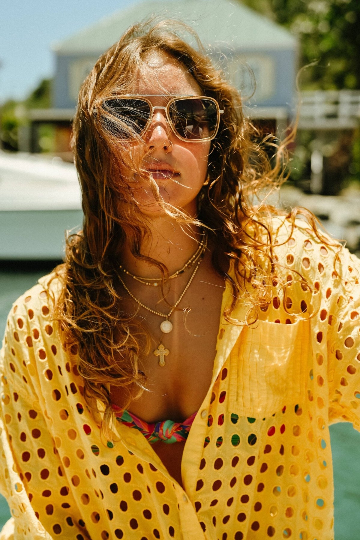 Lex Champagne Polarized Navigator Metal Sunglasses - From Juniper With Love
