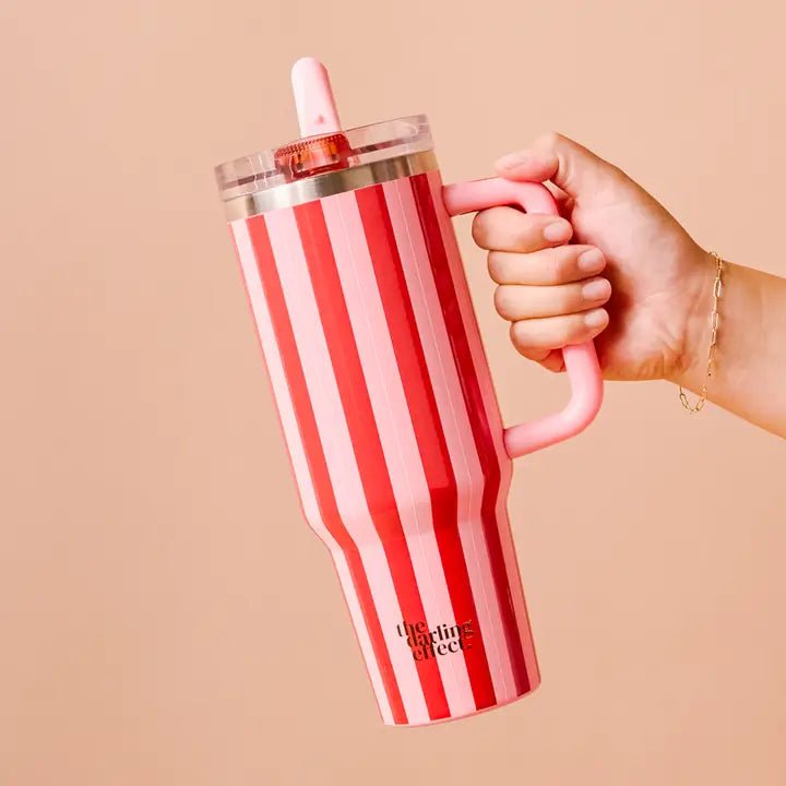 Lifestyle Flip Straw Tumbler / Peppermint Stripes - From Juniper With Love