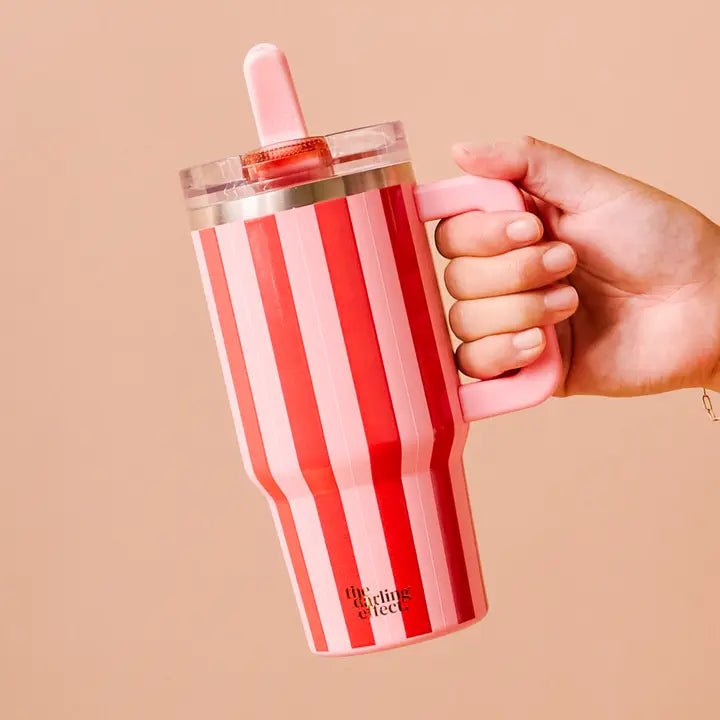 Lifestyle Flip Straw Tumbler / Peppermint Stripes - From Juniper With Love