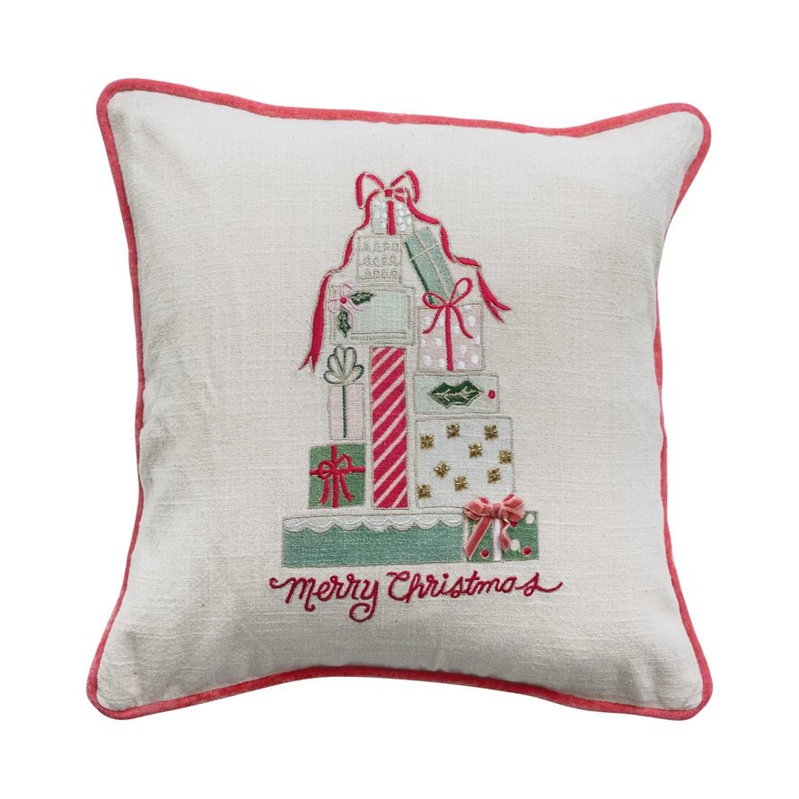 "Merry Christmas" Embroidered Pillow - From Juniper With Love