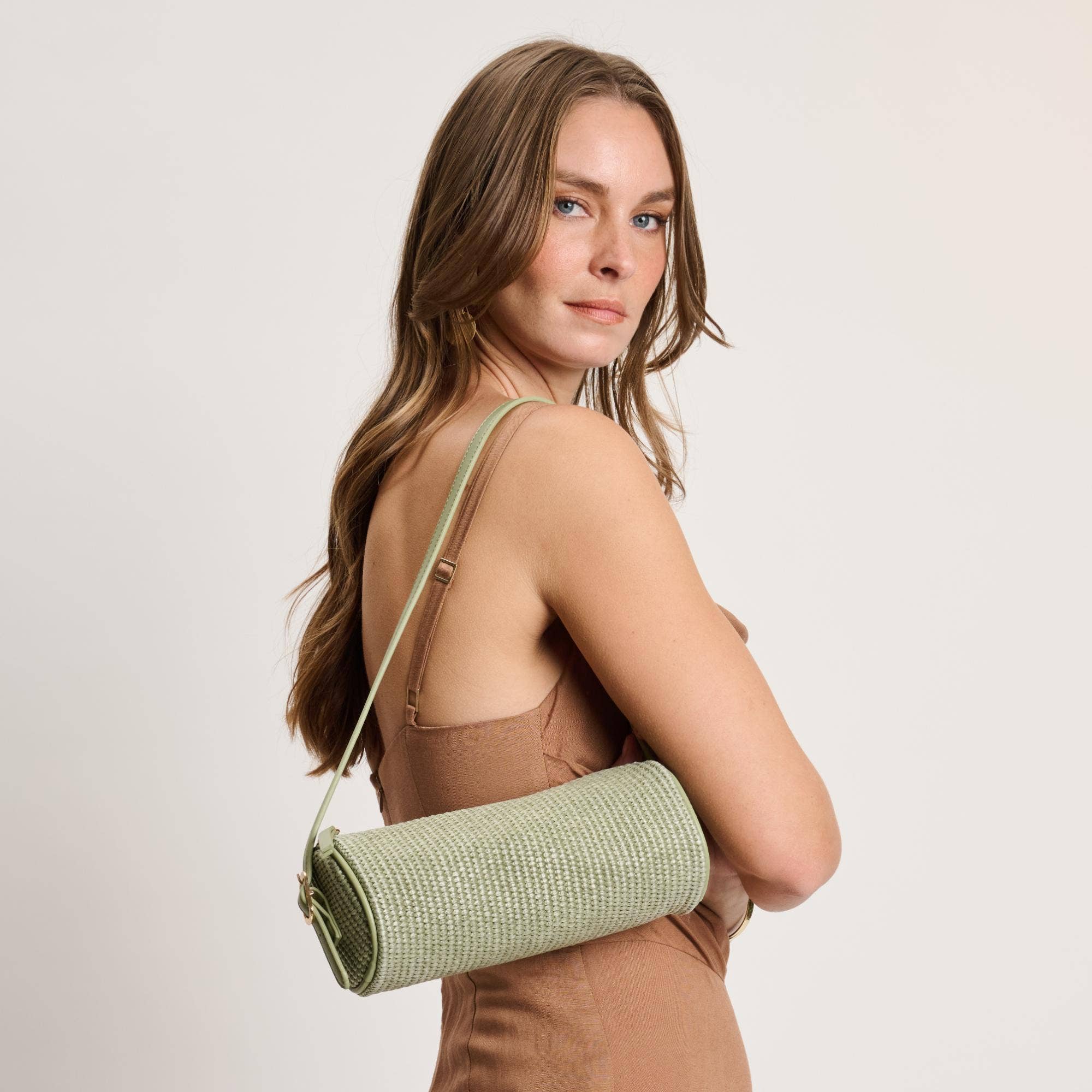 Mila Straw Shoulder Bag / Sage - From Juniper With Love