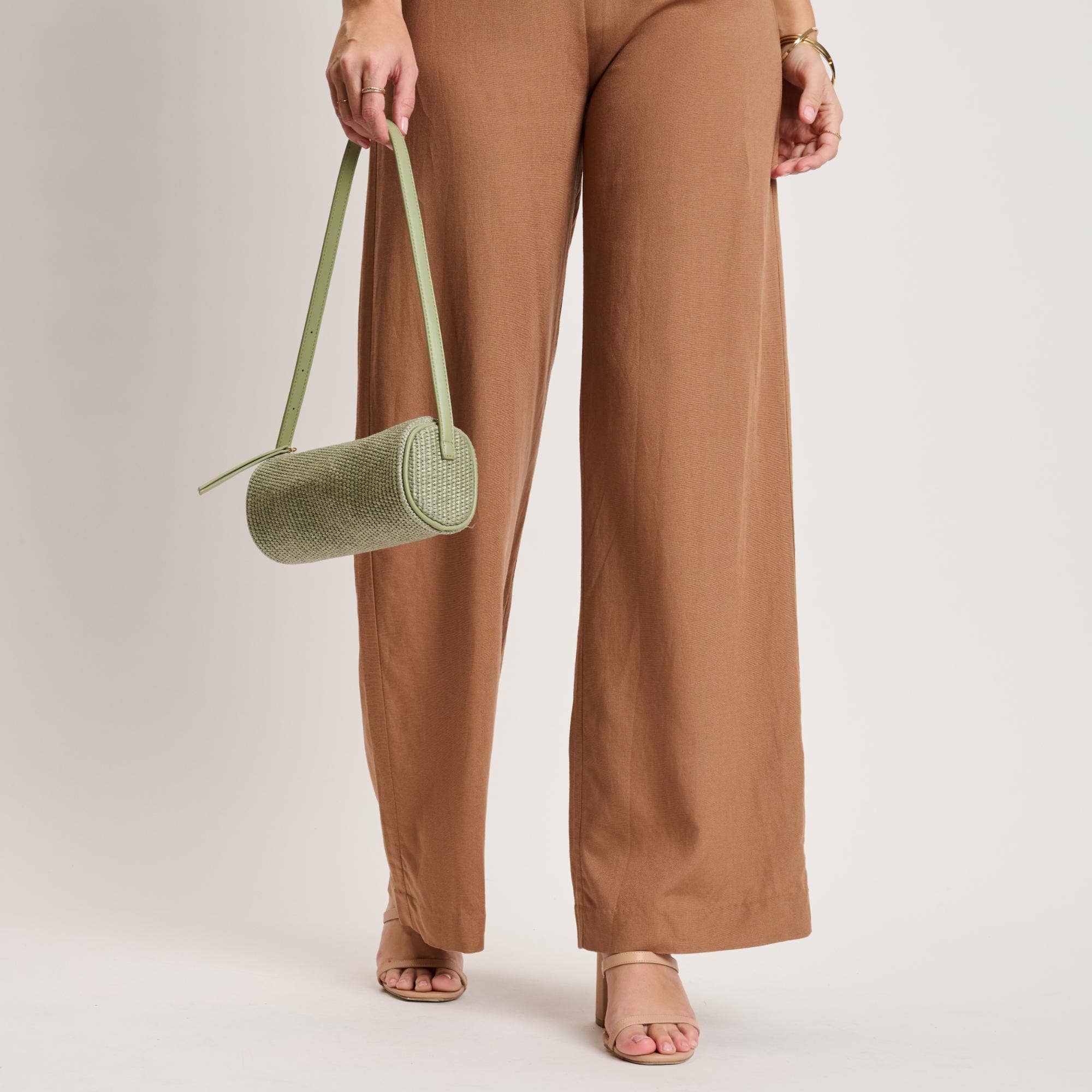Mila Straw Shoulder Bag / Sage - From Juniper With Love