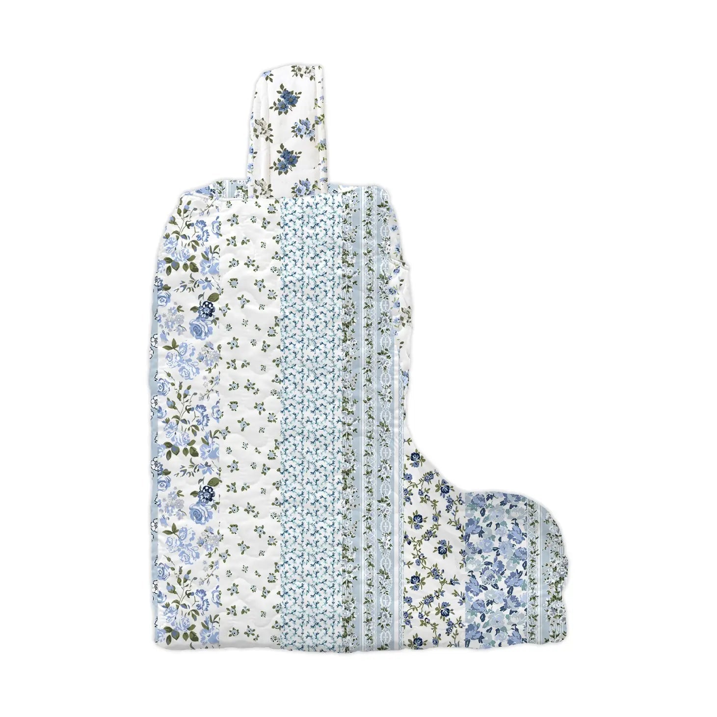 Paige Patchwork Stripe Blue Quilted Boot Bag - From Juniper With Love