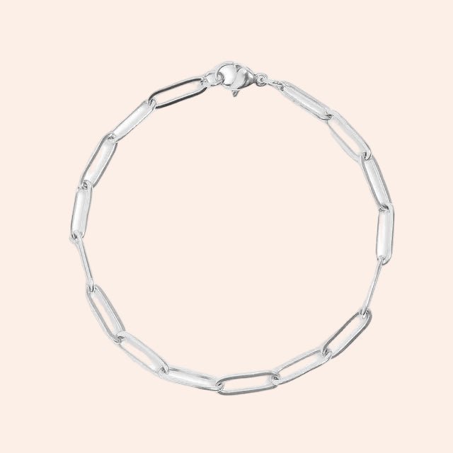 Paperclip chain bracelet in silver by From Juniper With Love.