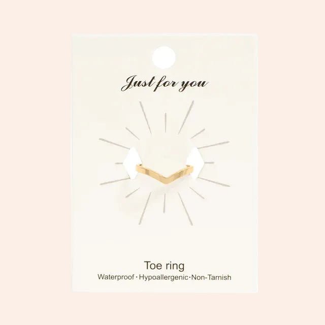 Point Toe Ring, gold-tone, hypoallergenic toe jewelry on cream card