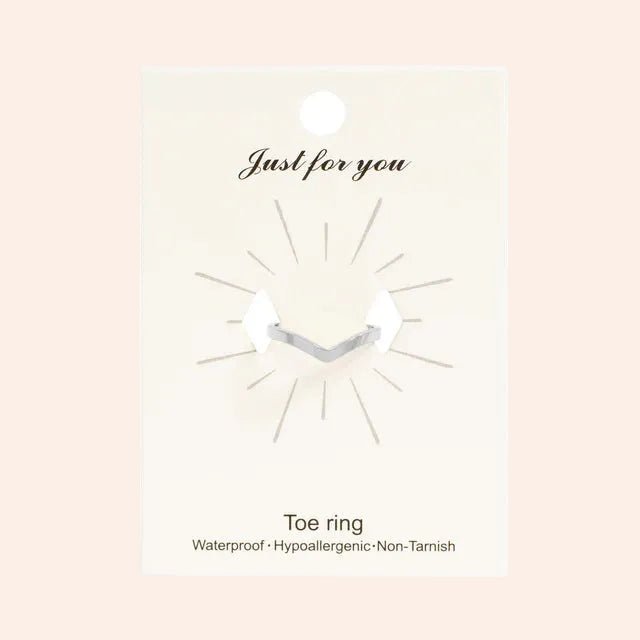 Point Toe Ring, silver-tone metal; hypoallergenic, on card.