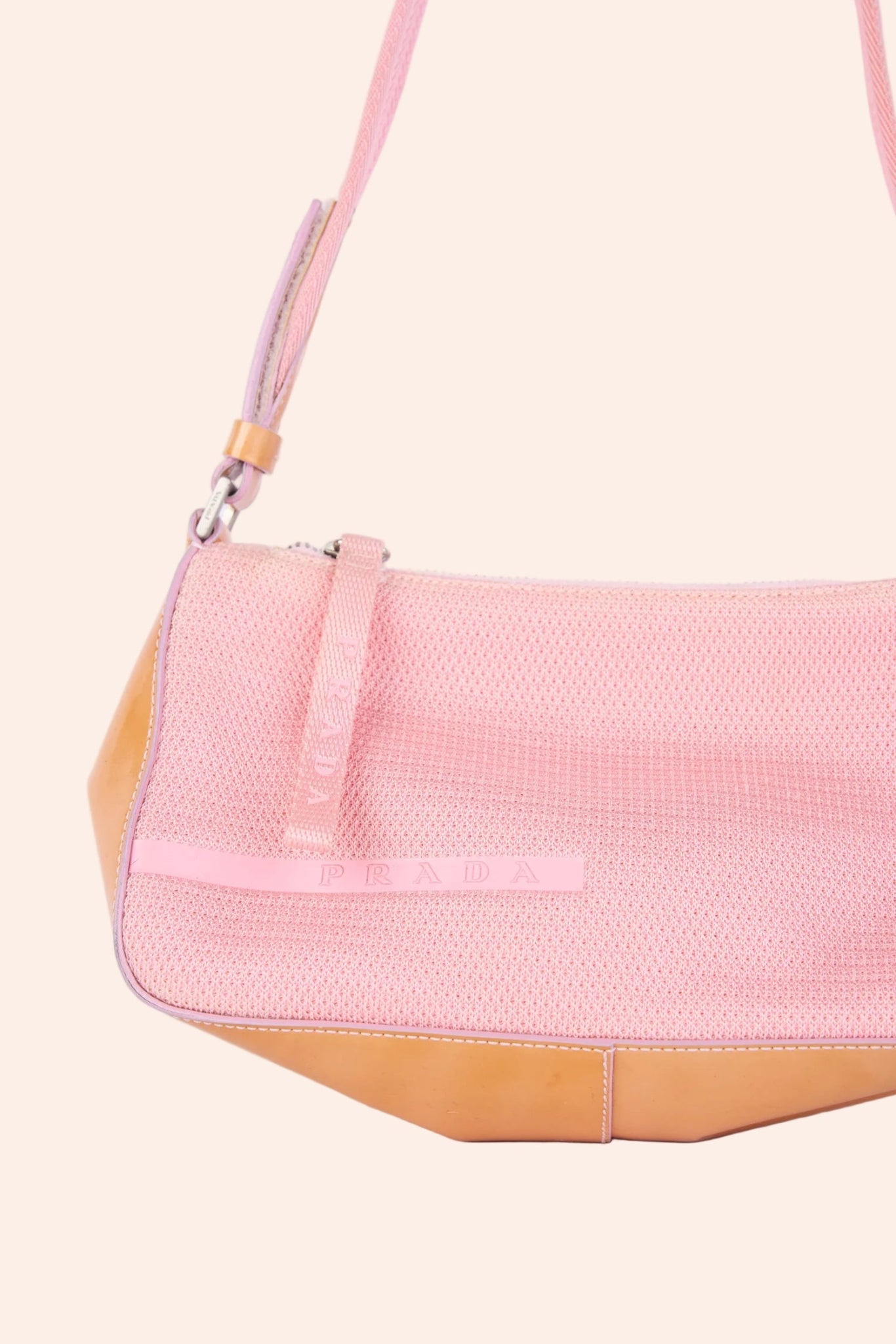 Prada Pink Nylon & Orange Patent Leather Sports Shoulder Bag - From Juniper With Love
