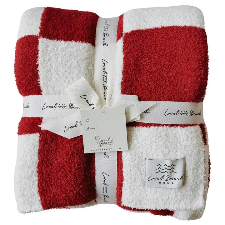 Red/Creme Checkered Cozy Luxe Blanket - From Juniper With Love