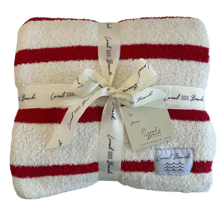 Red/Creme Striped Cozy Luxe Blanket - From Juniper With Love