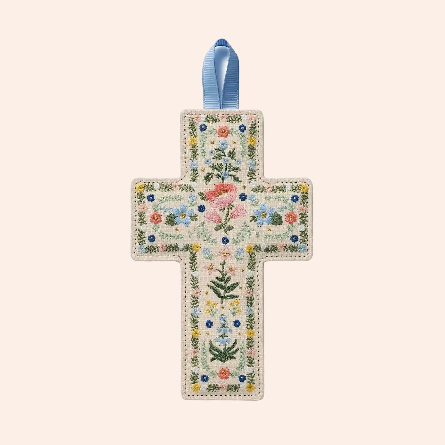 Rosette Embroidered Easter Cross - From Juniper With Love