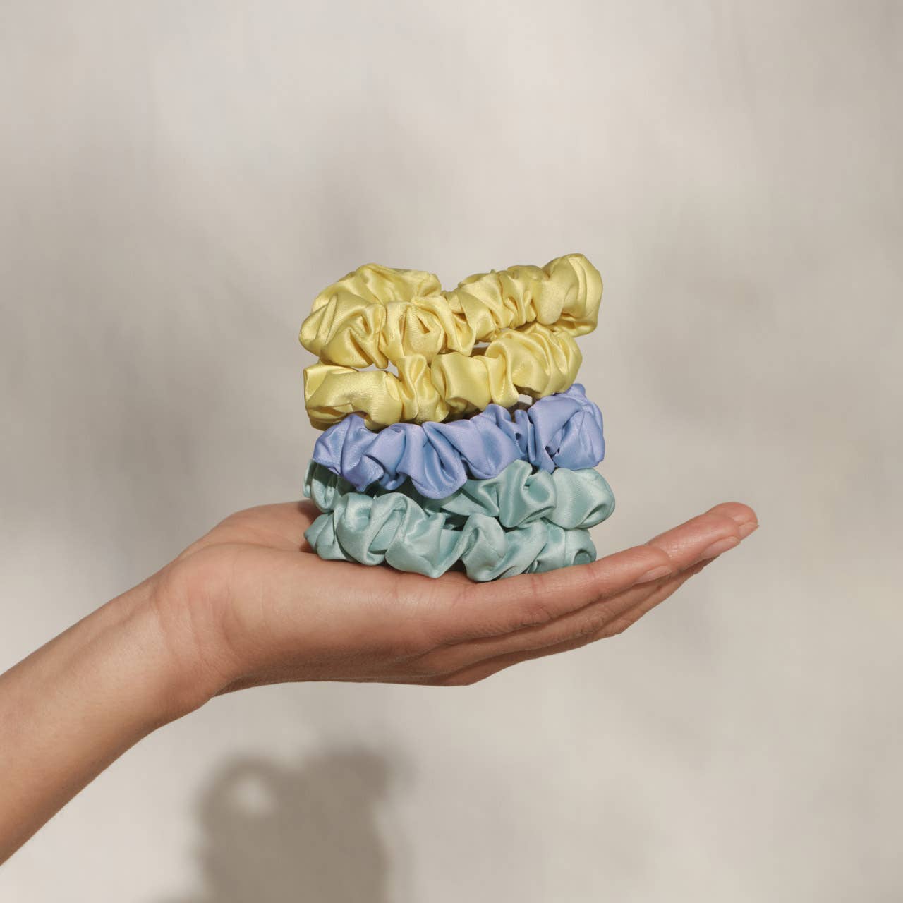 Ruched Satin Scrunchies 5pc Set / Multi - color - From Juniper With Love