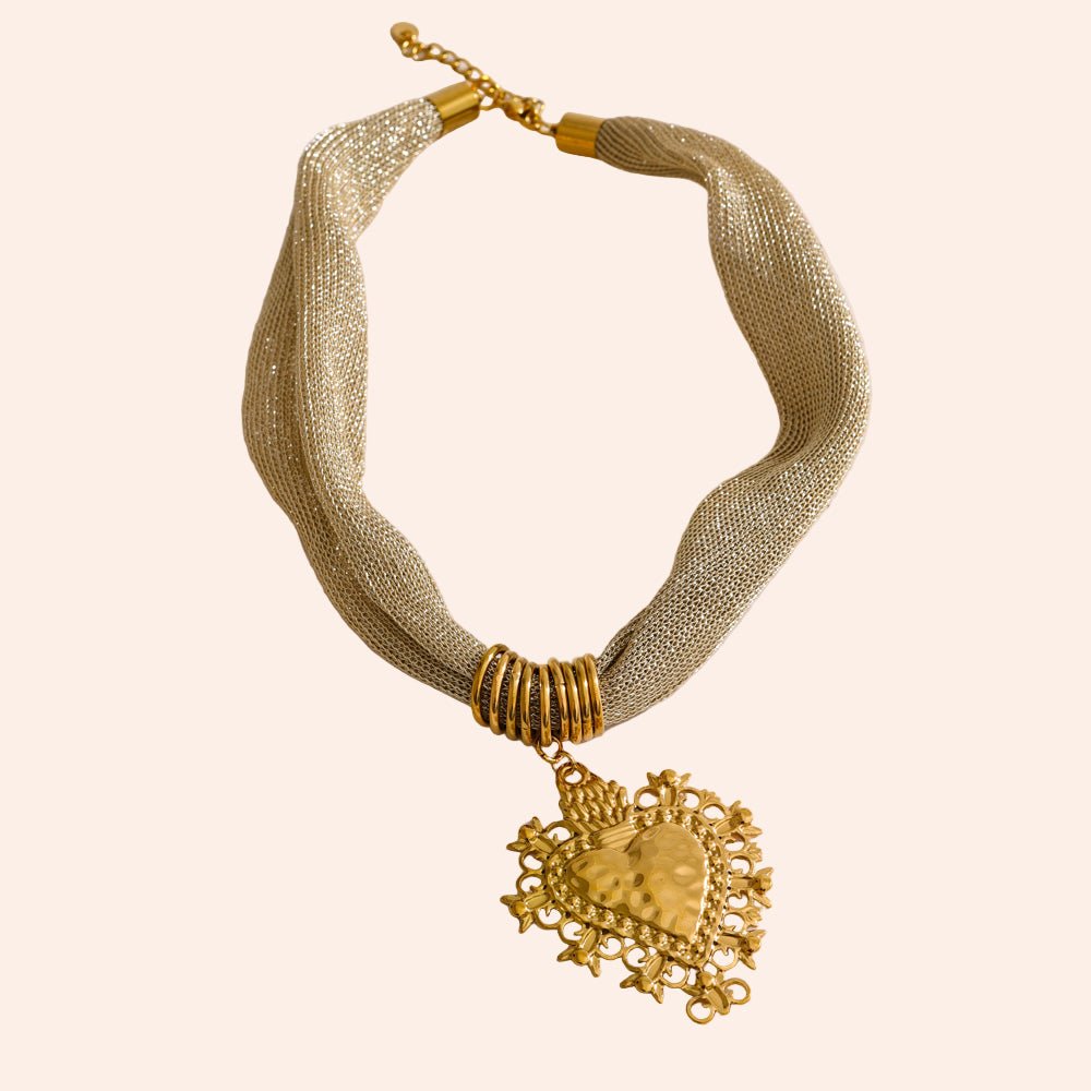 Sacred Heart Mesh Necklace - From Juniper With Love
