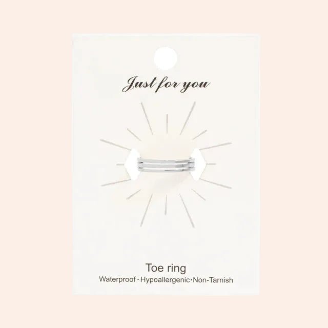 Toe ring, triple-band silver-tone design; waterproof and hypoallergenic.