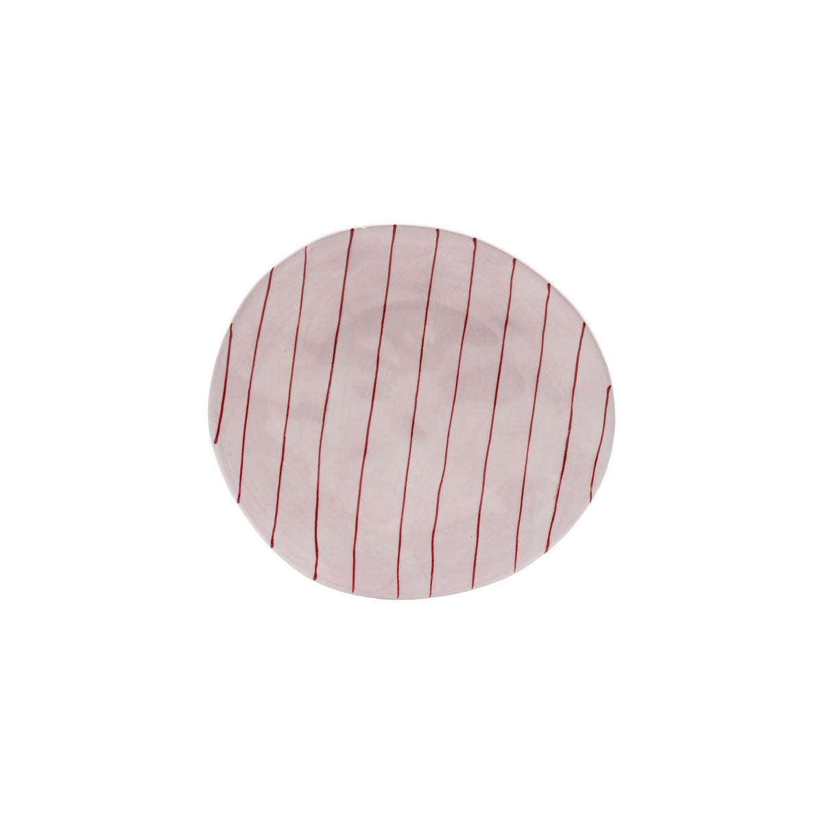 Hand-Painted Stoneware Striped Organic Shaped Plate