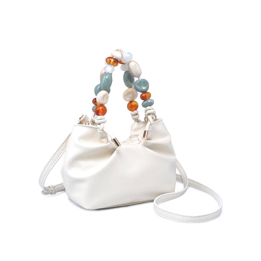 Yzabelle Crossbody Ivory bag with colorful beaded handles by Urban Expressions