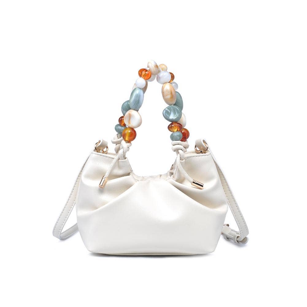 Yzabelle Crossbody Ivory handbag with colorful beaded handle by Urban Expressions.