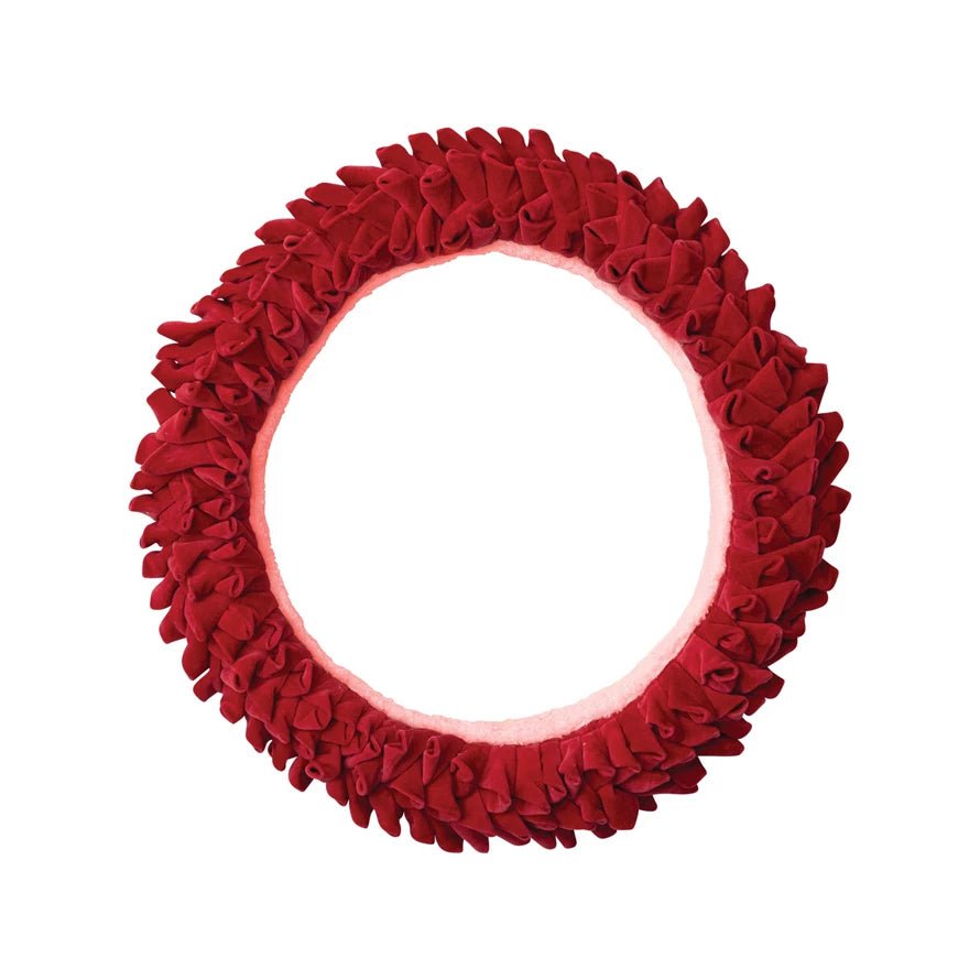 20" Round Handmade Cotton Velvet Wreath / Red - From Juniper With Love