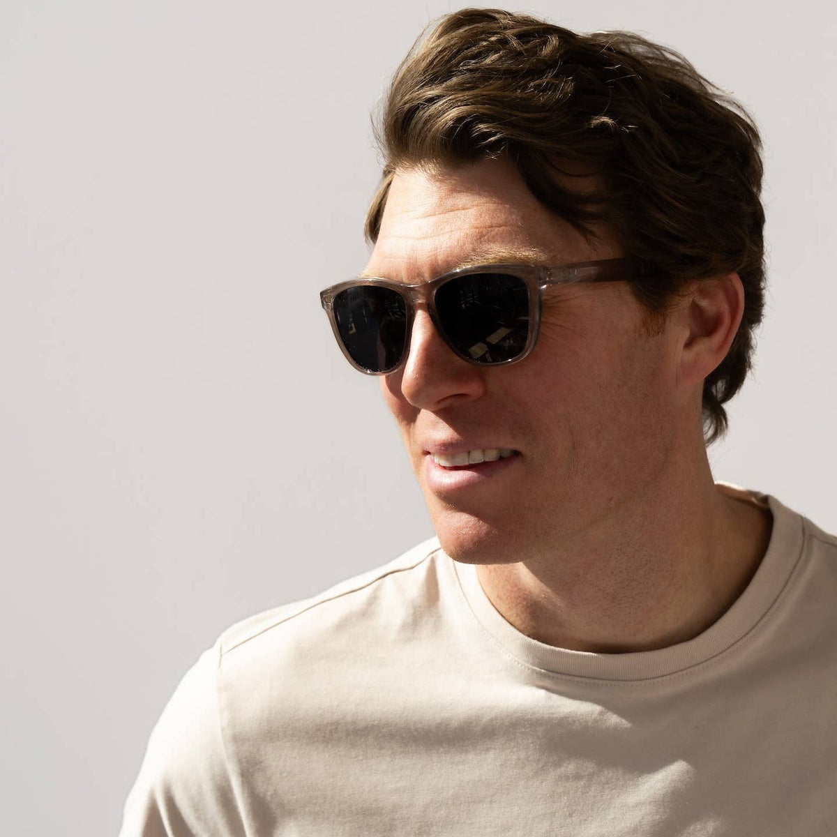 Lincoln Crystal Smoke Polarized Square Sunglasses