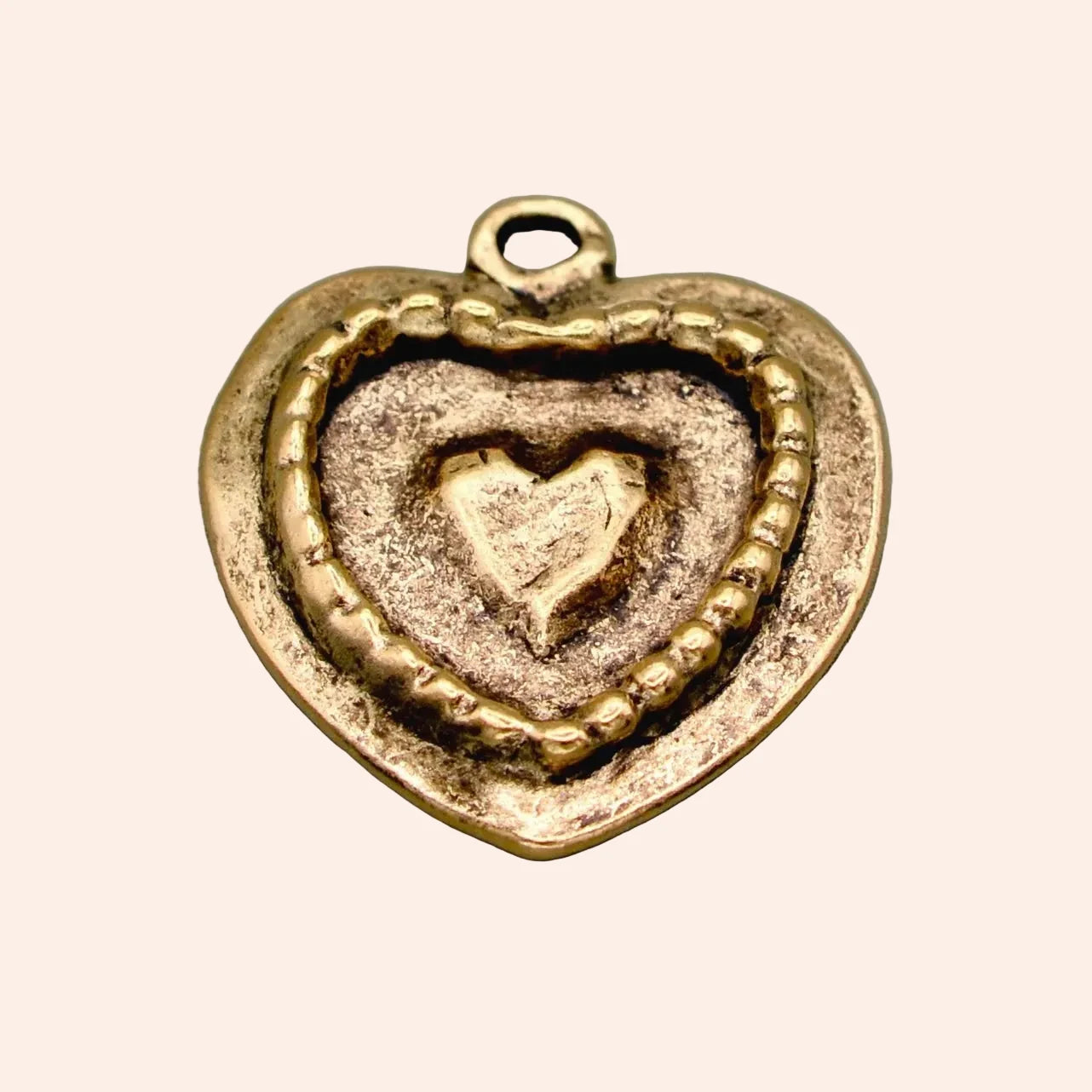 From Juniper With Love Golden Devotion Heart Charmie Charm, gold-tone charm bar with beaded inner heart