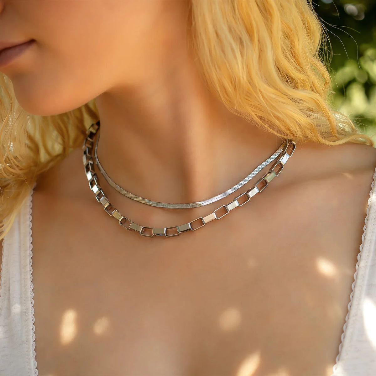 Chunky Paperclip Chain Necklace / Silver