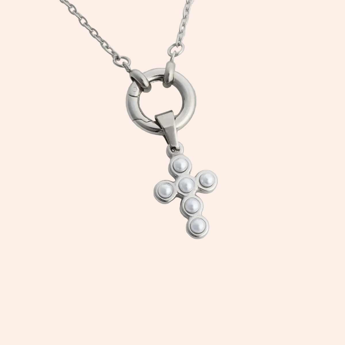 Loop Chain Charm Holder Necklace / Silver