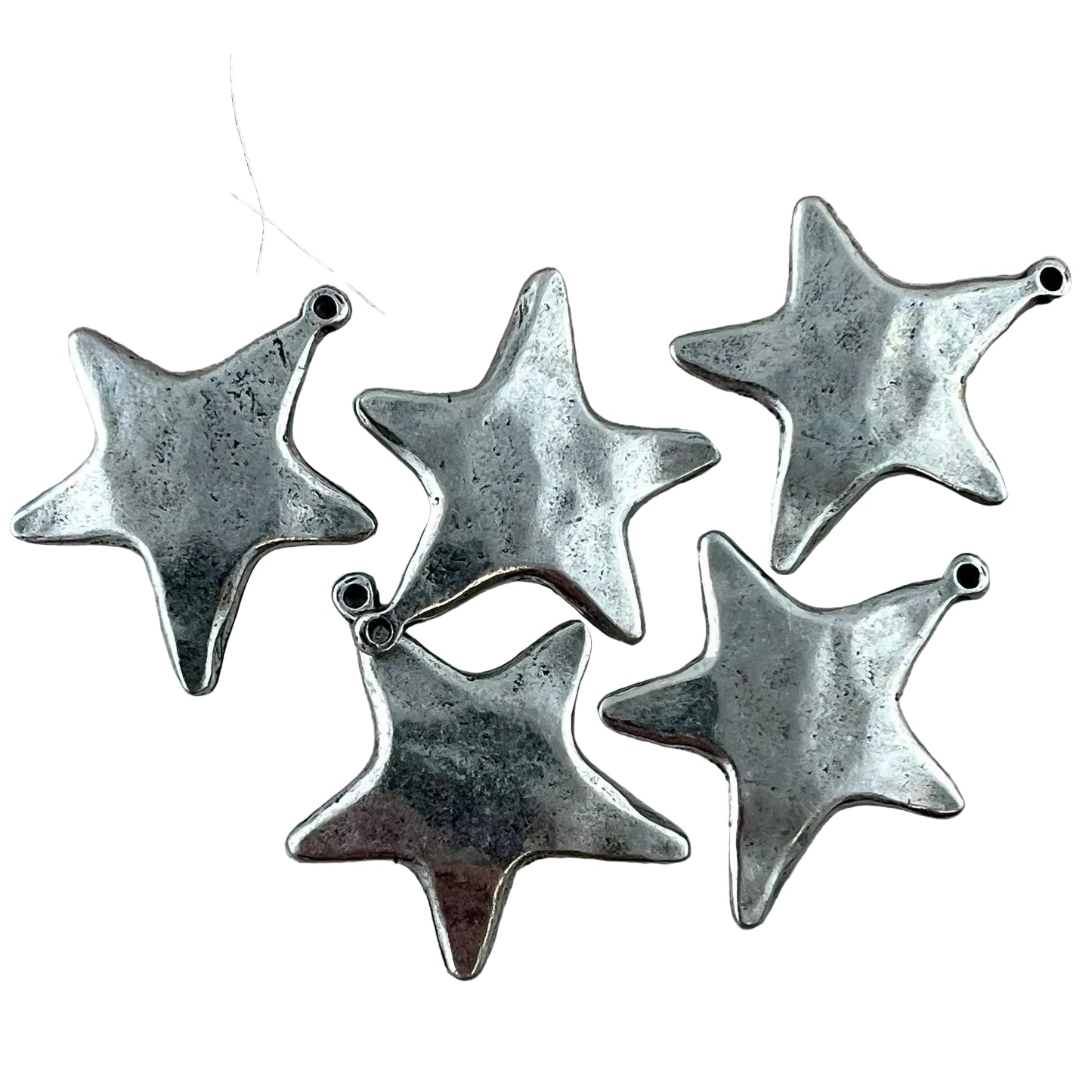 Silver Artisan Star Charmie Bar charms by From Juniper With Love, star-shaped metal charms set of 5