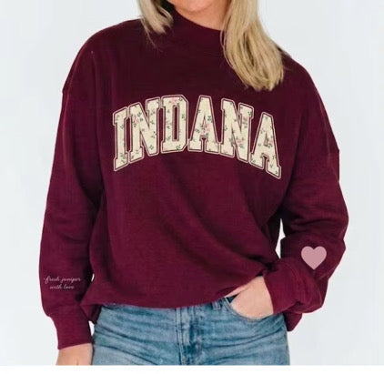 Indiana Collegiate Mock Neck Sweatshirt / Vintage Burgundy