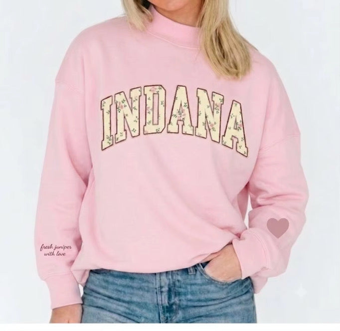 Indiana Collegiate Mock Neck Sweatshirt / Blush Pink
