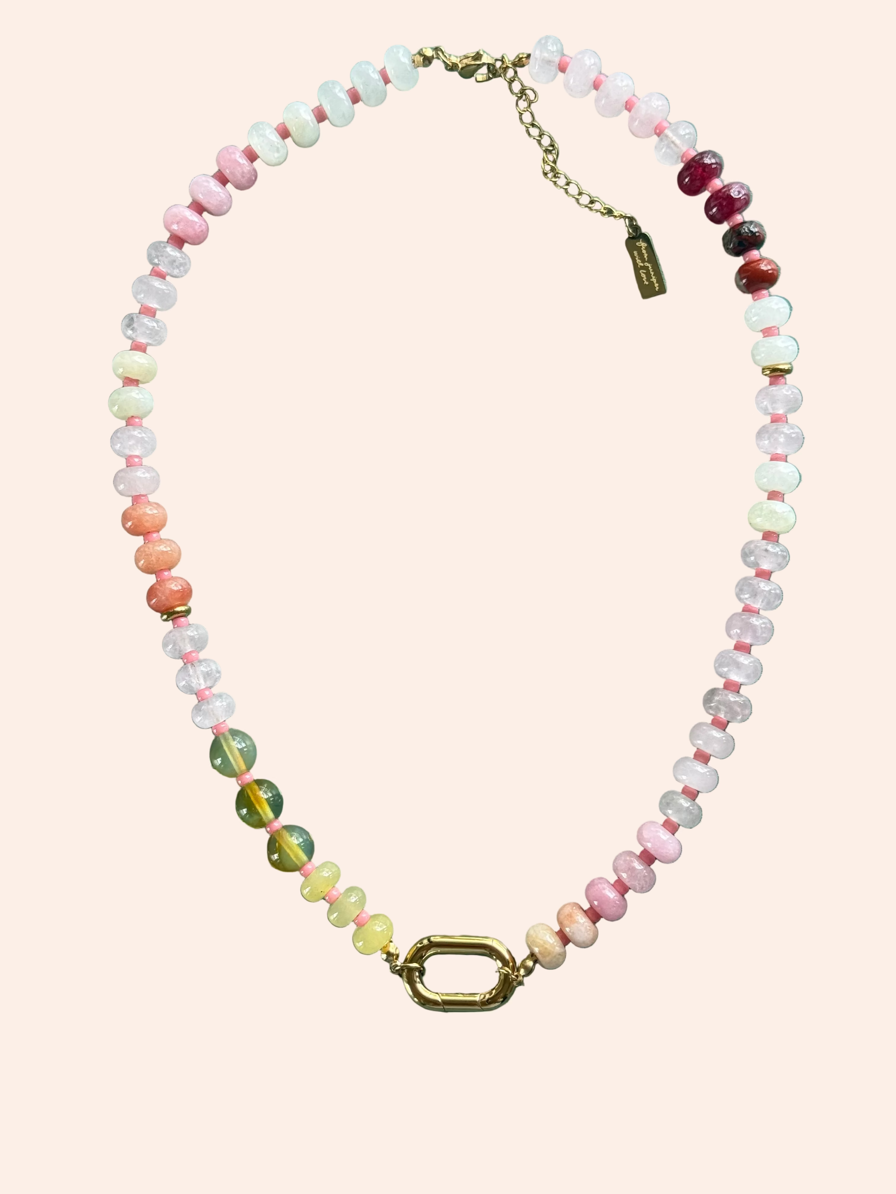 Keepsake Strand Necklace Elise by From Juniper With Love; pastel glass beads with gold-tone clasp