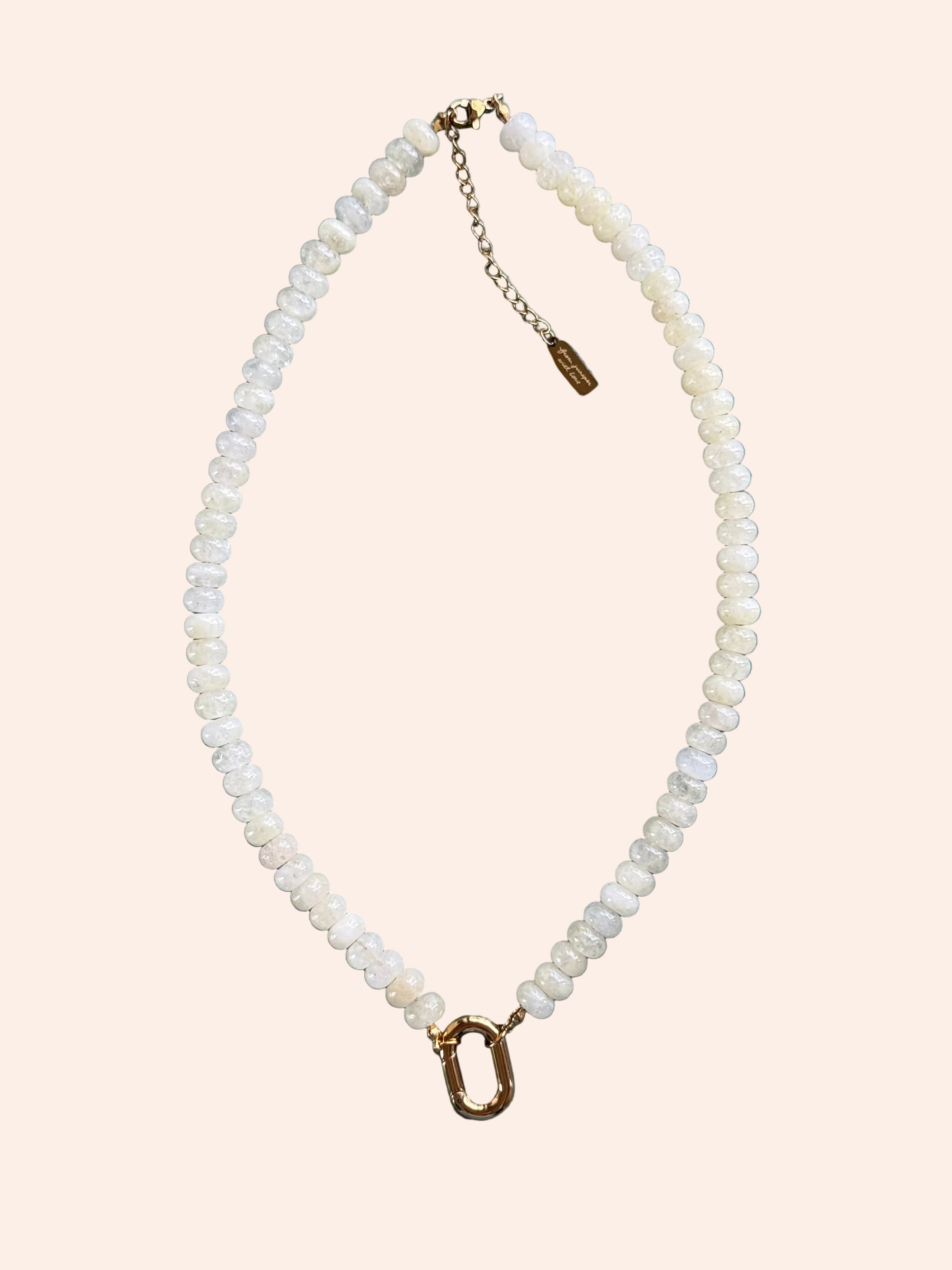 Keepsake Strand Necklace Morning Dew by From Juniper With Love, pale milky beads with gold clasp