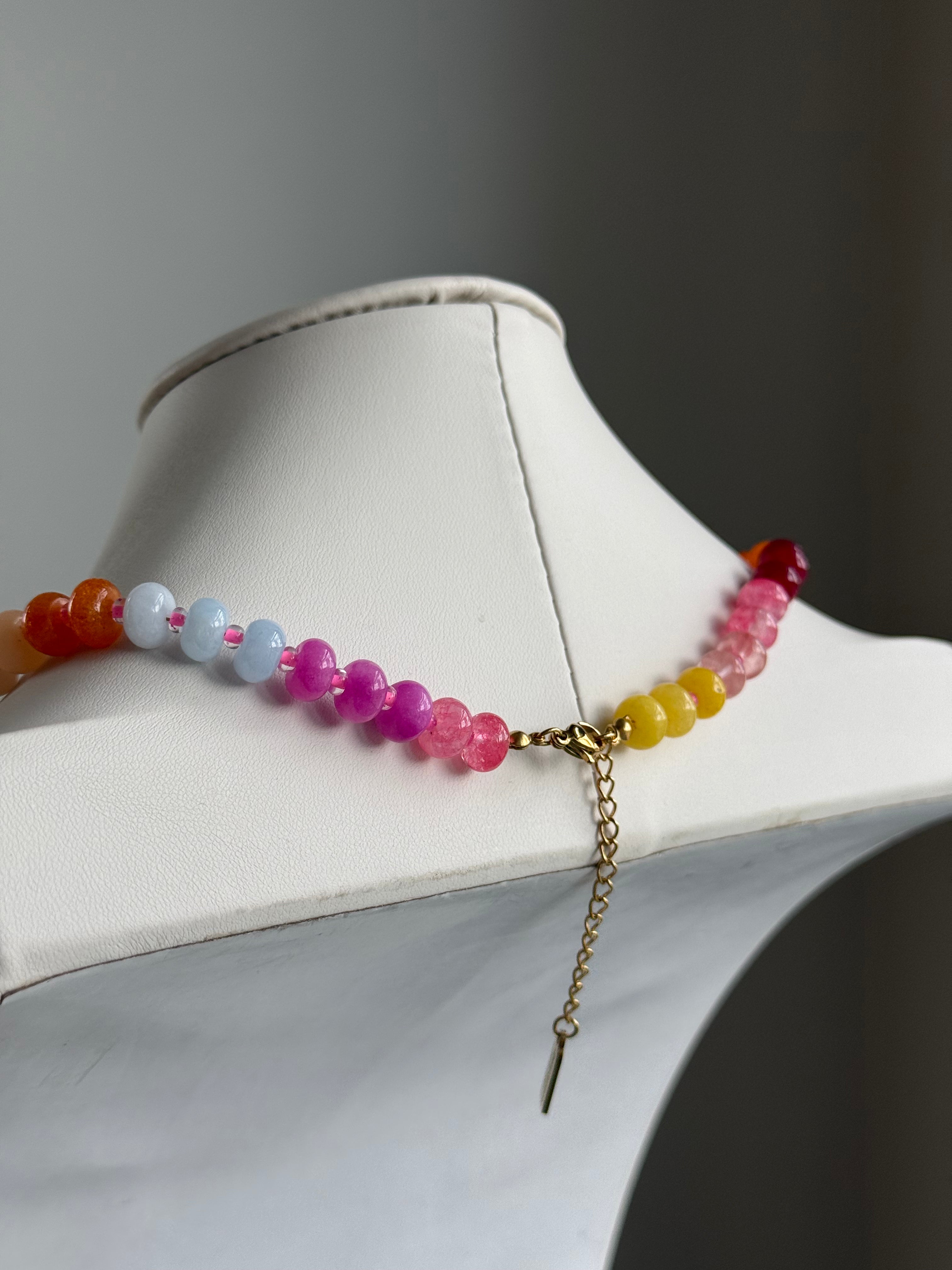 Keepsake Strand Necklace with multicolor beads and a gold-tone chain.