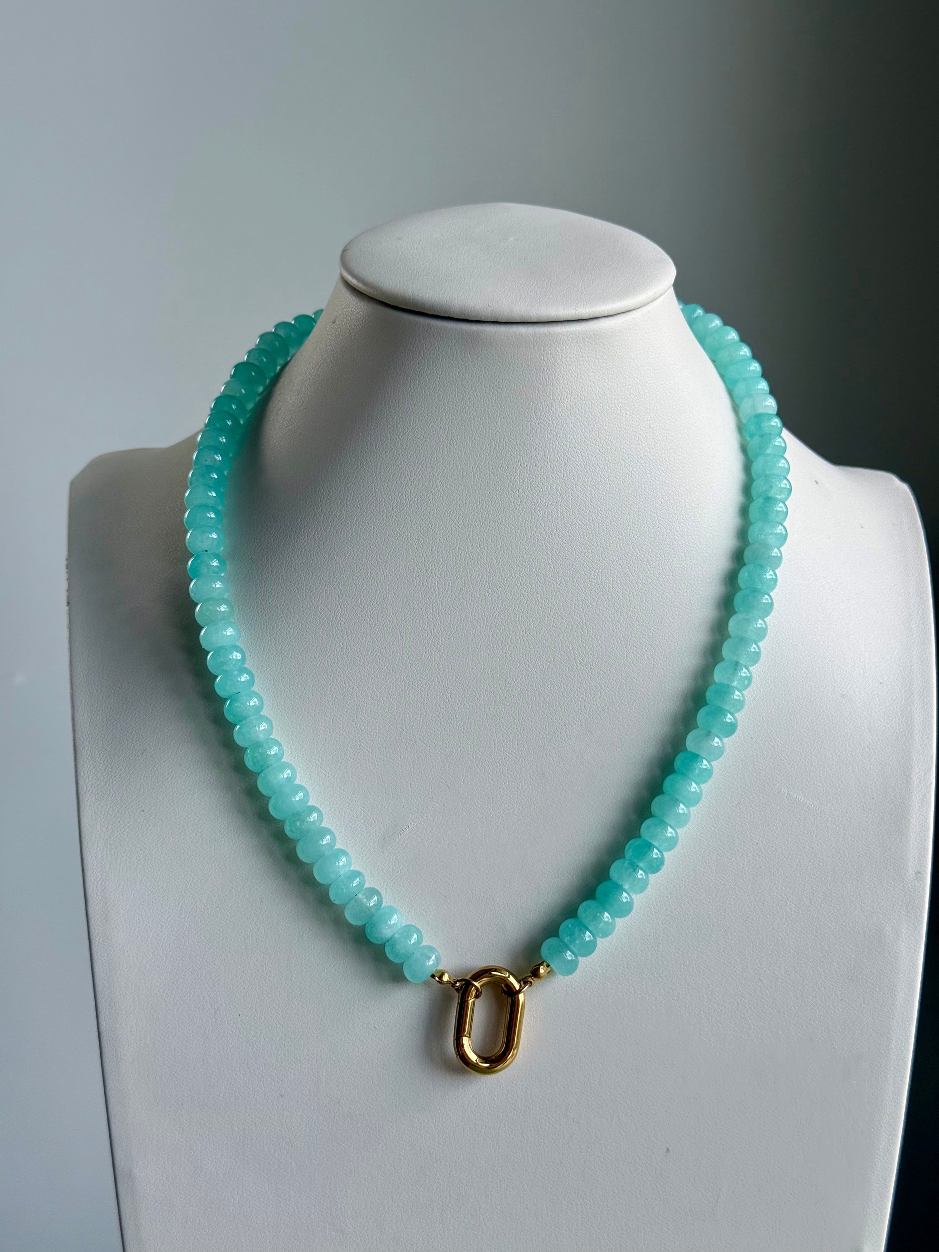 Keepsake Strand Necklace with turquoise sea-glass beads and gold-tone clasp