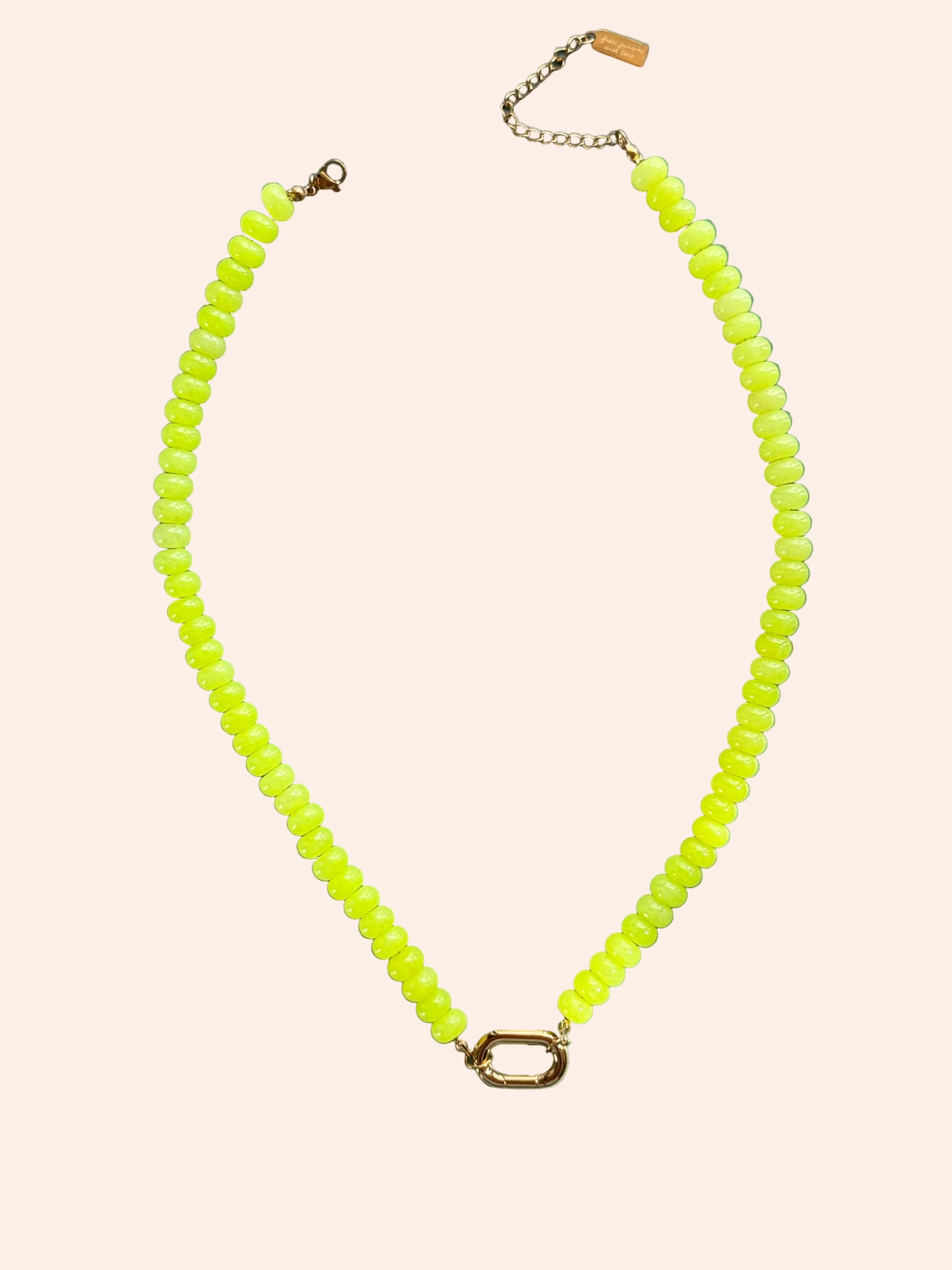 Keepsake Strand Necklace Sunwashed neon yellow disc beads with gold-tone clasp, From Juniper With Love.