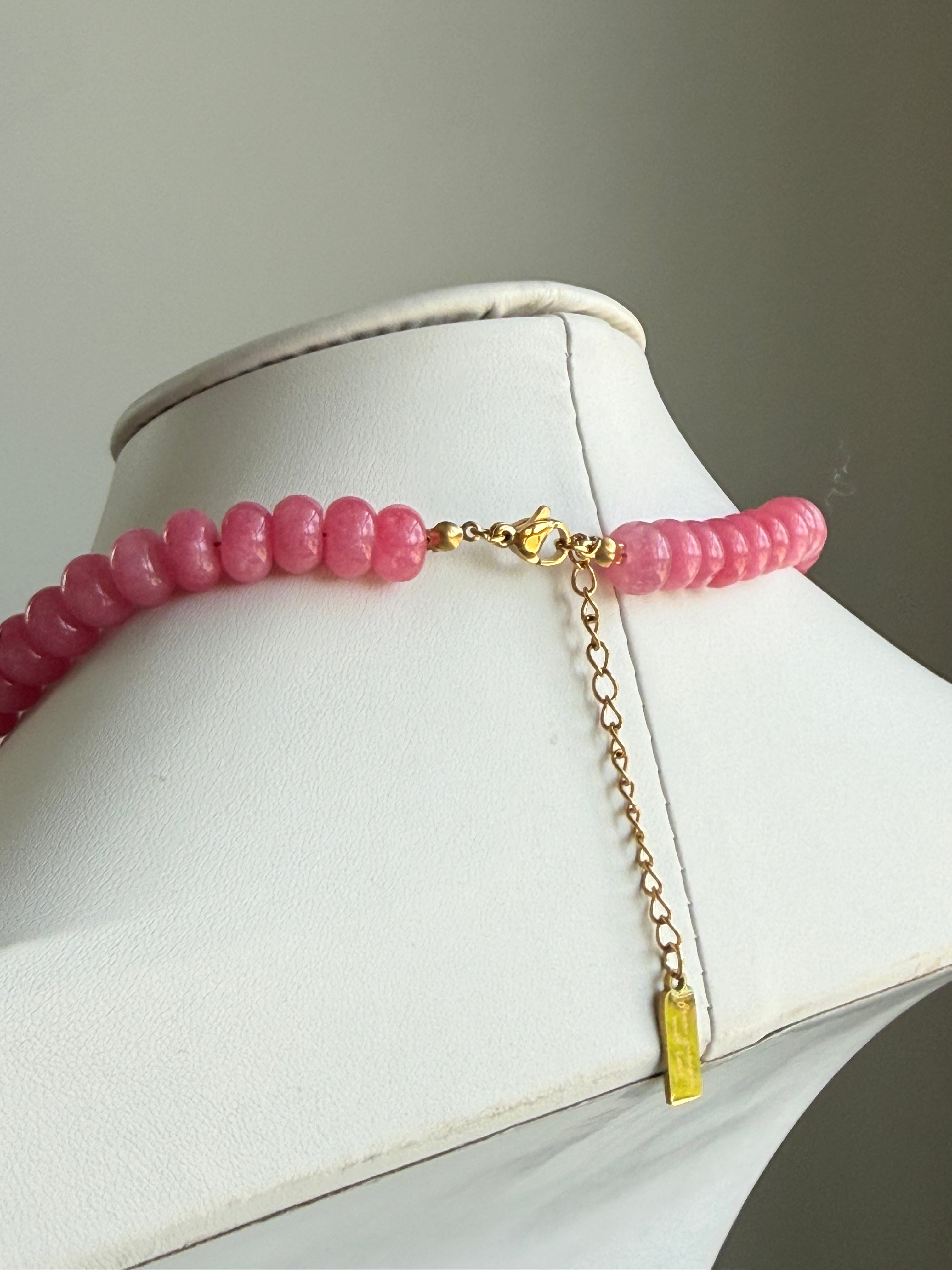 Keepsake Strand Necklace Blush Meadow with pink glass beads and gold-tone clasp