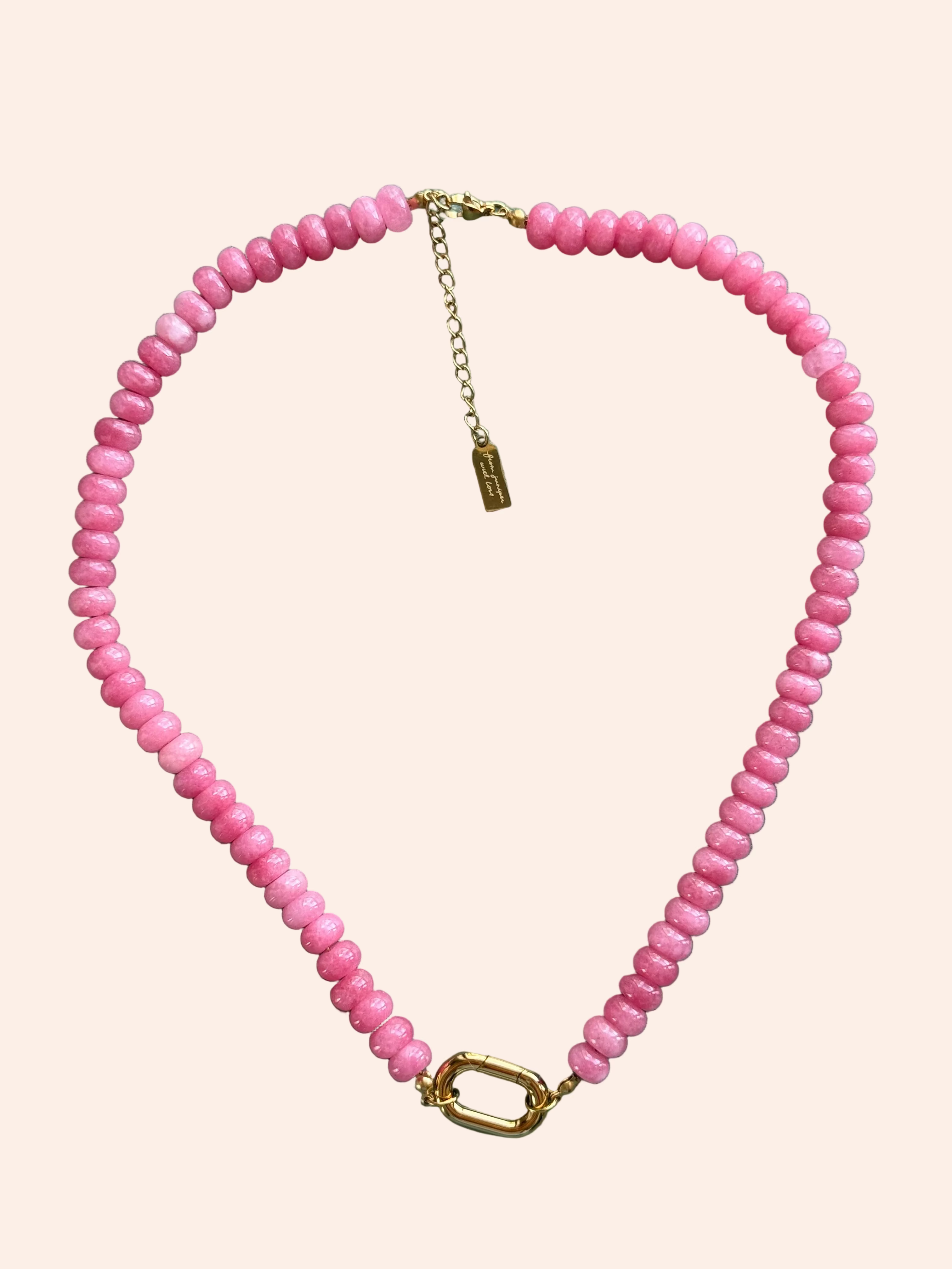 Keepsake Strand Necklace in blush pink beads with a gold clasp by From Juniper With Love