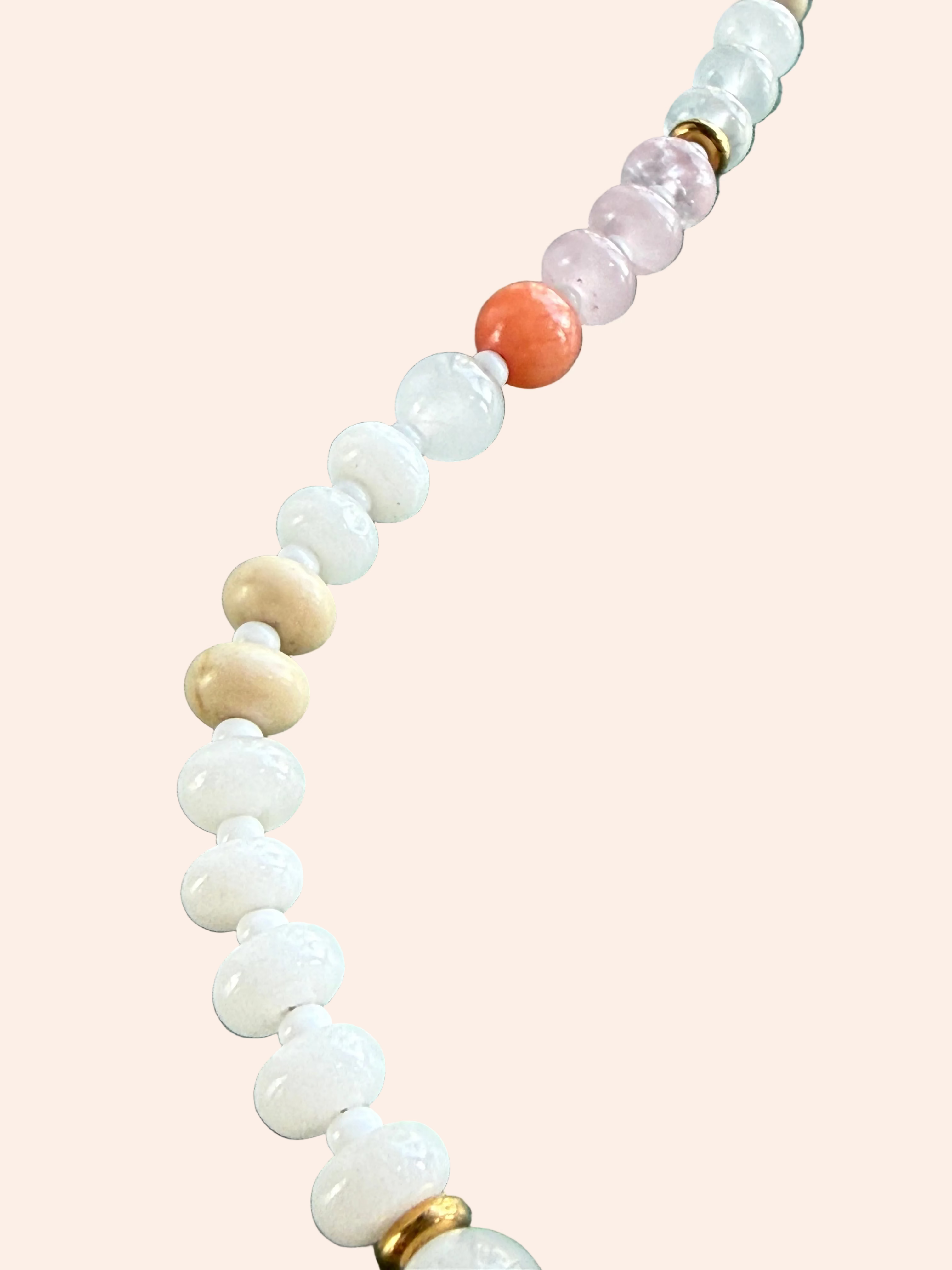 Keepsake Strand Necklace by From Juniper With Love, Linen Light; pastel round beads with a gold spacer