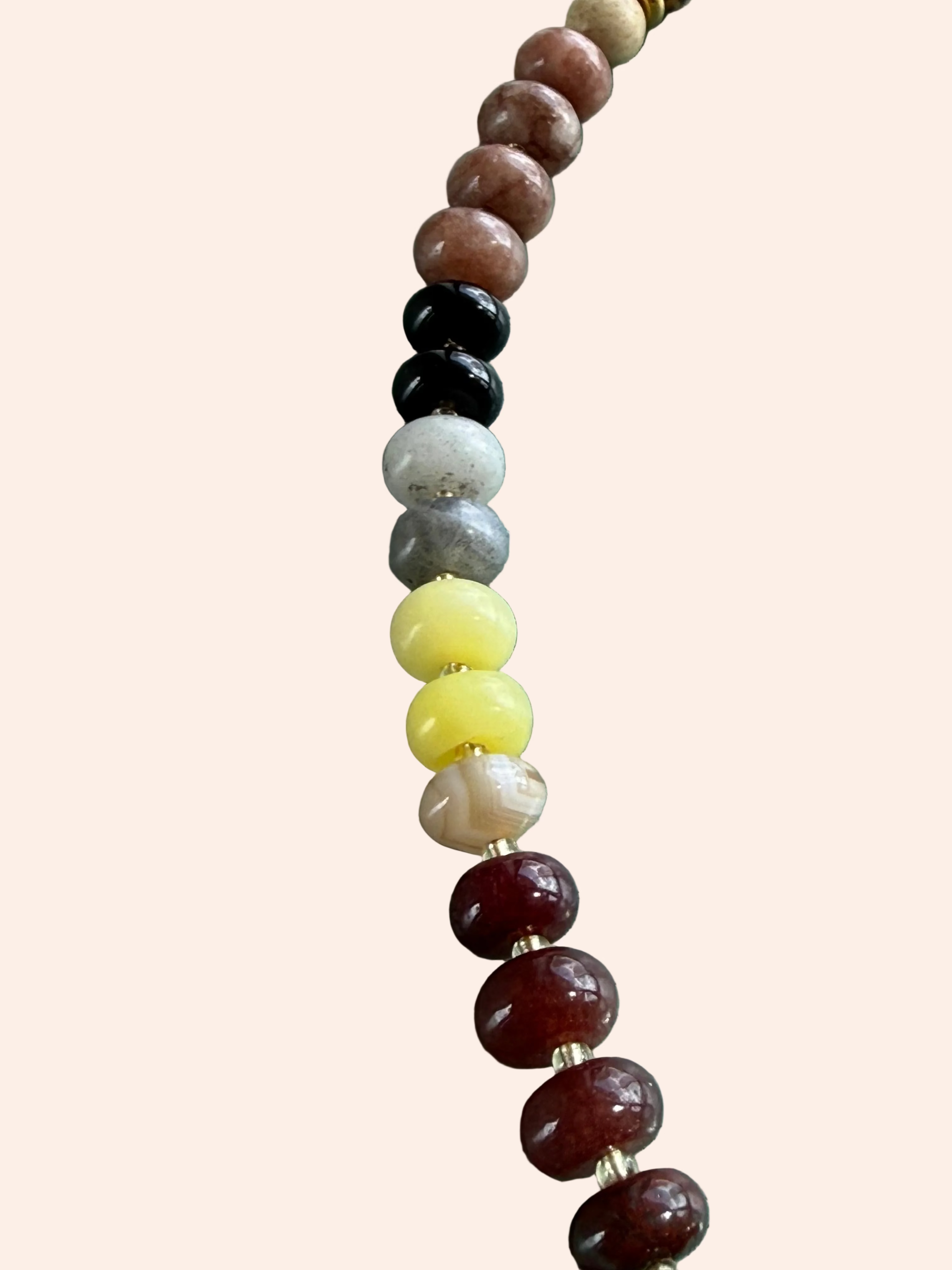 Keepsake Strand Necklace by From Juniper With Love in Harvest Moon colorway, multi-color round beads.