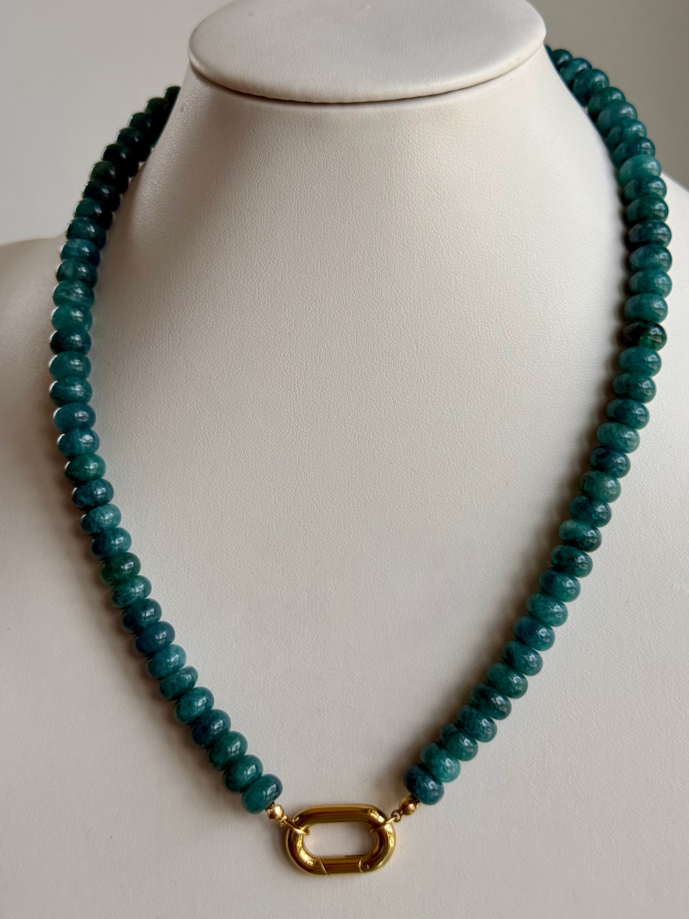 Keepsake Strand Necklace in teal beads with gold-tone clasp by From Juniper With Love