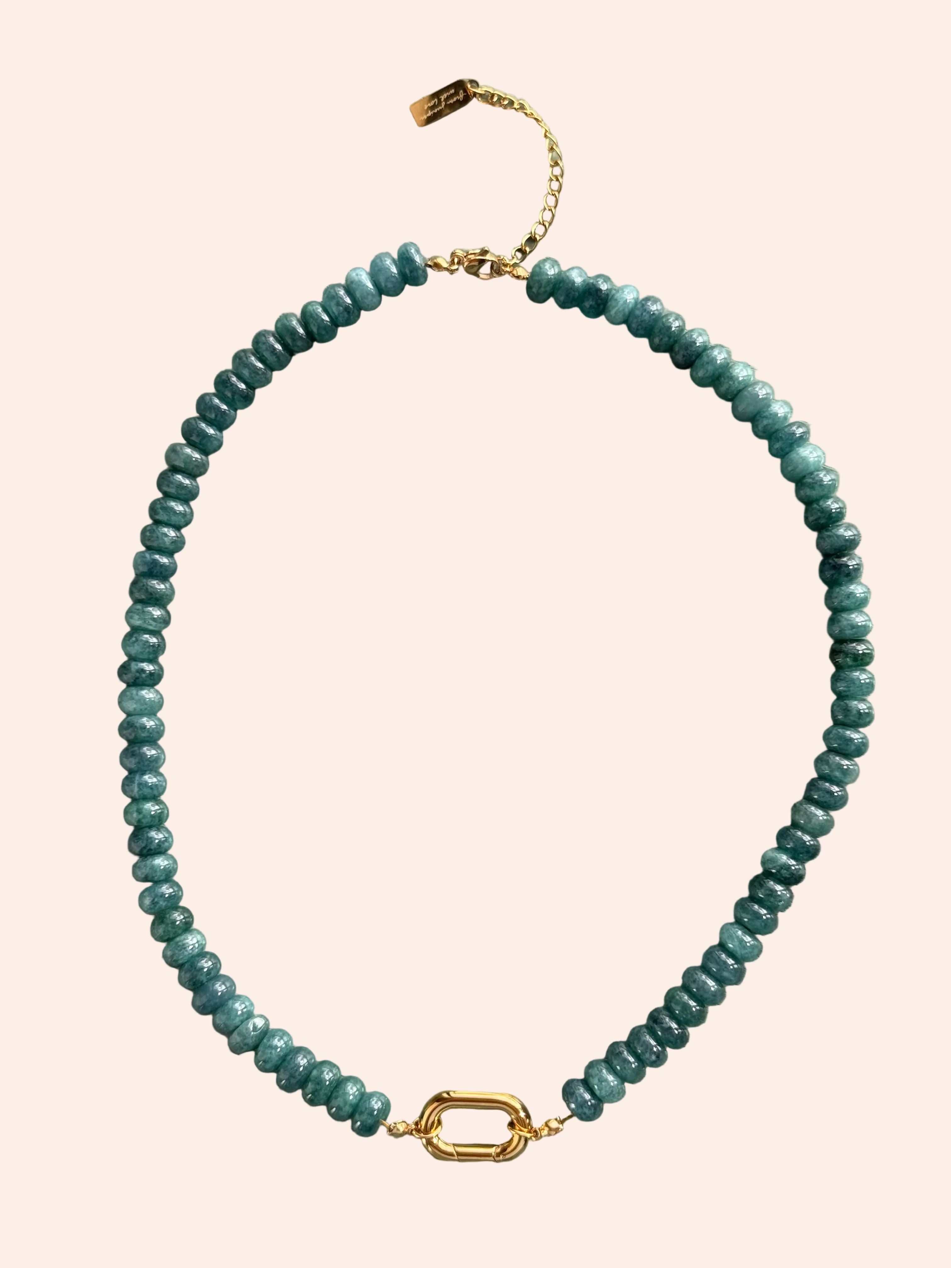Keepsake Strand Necklace by From Juniper With Love; turquoise beads with a gold clasp.