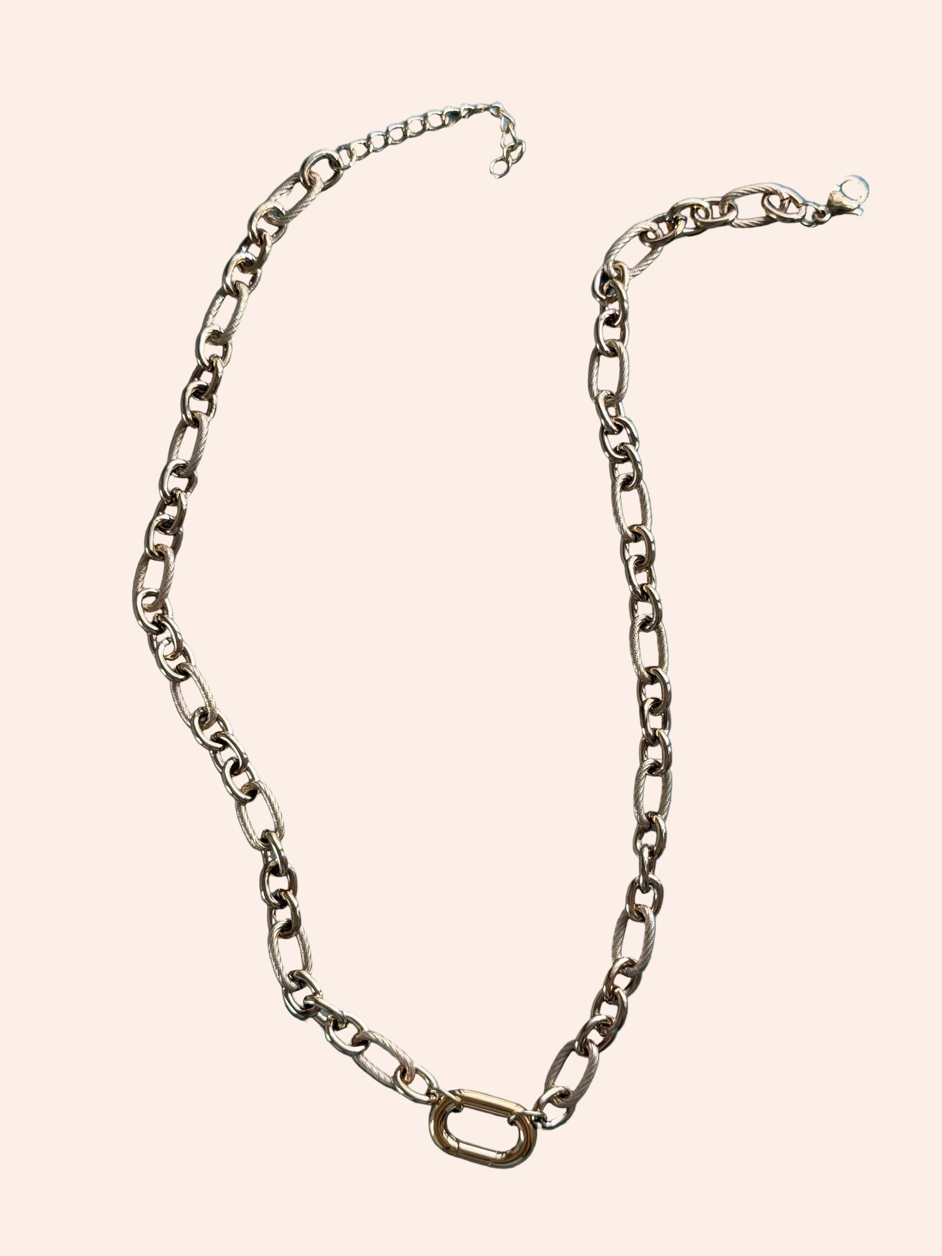 Signature Chain / Gilded Rope necklace by From Juniper With Love; silver-tone chain with gold-tone clasp.