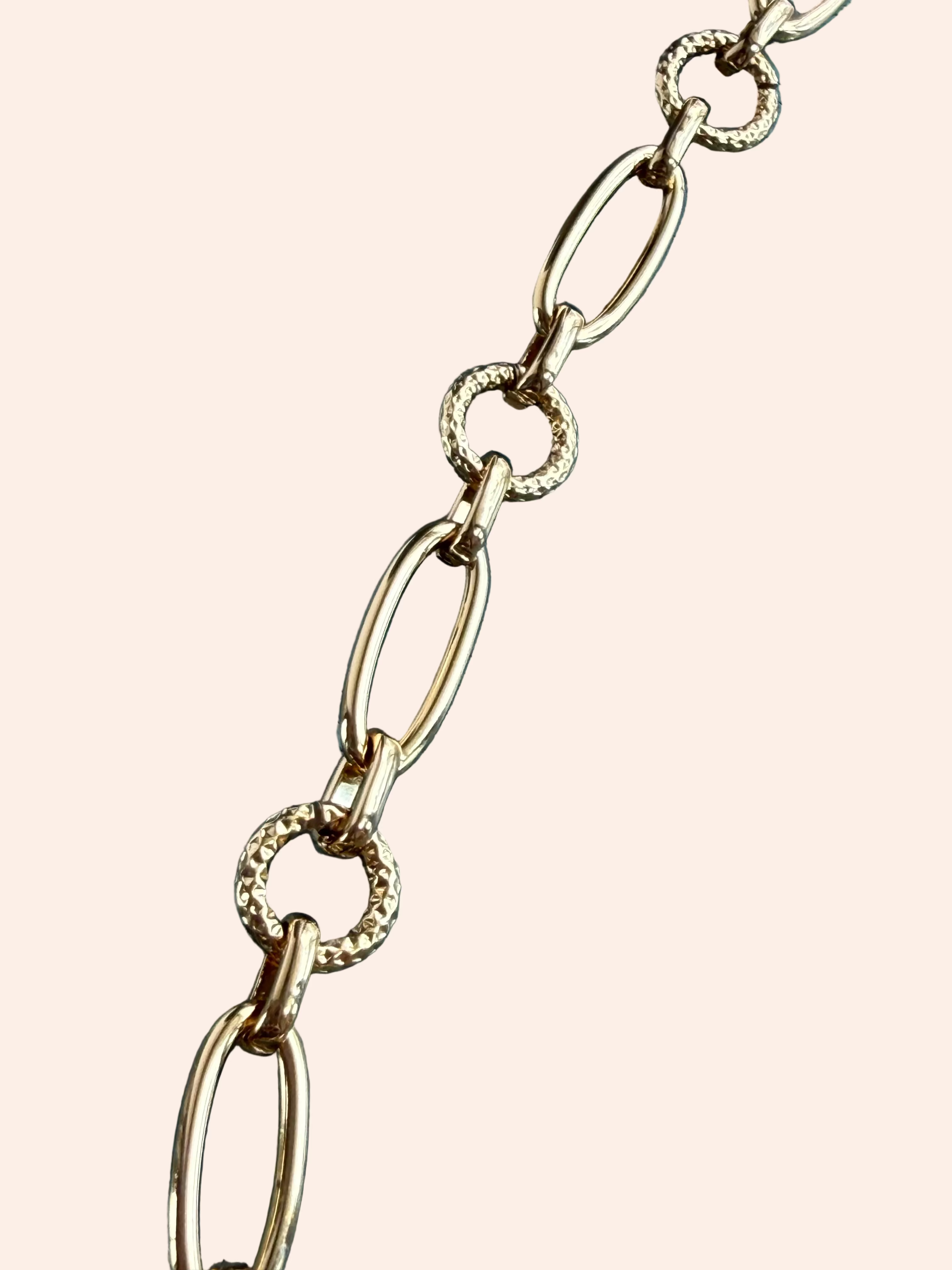 Necklace Signature Chain / Textured Muse by From Juniper With Love; gold links with textured rings and smooth ovals.