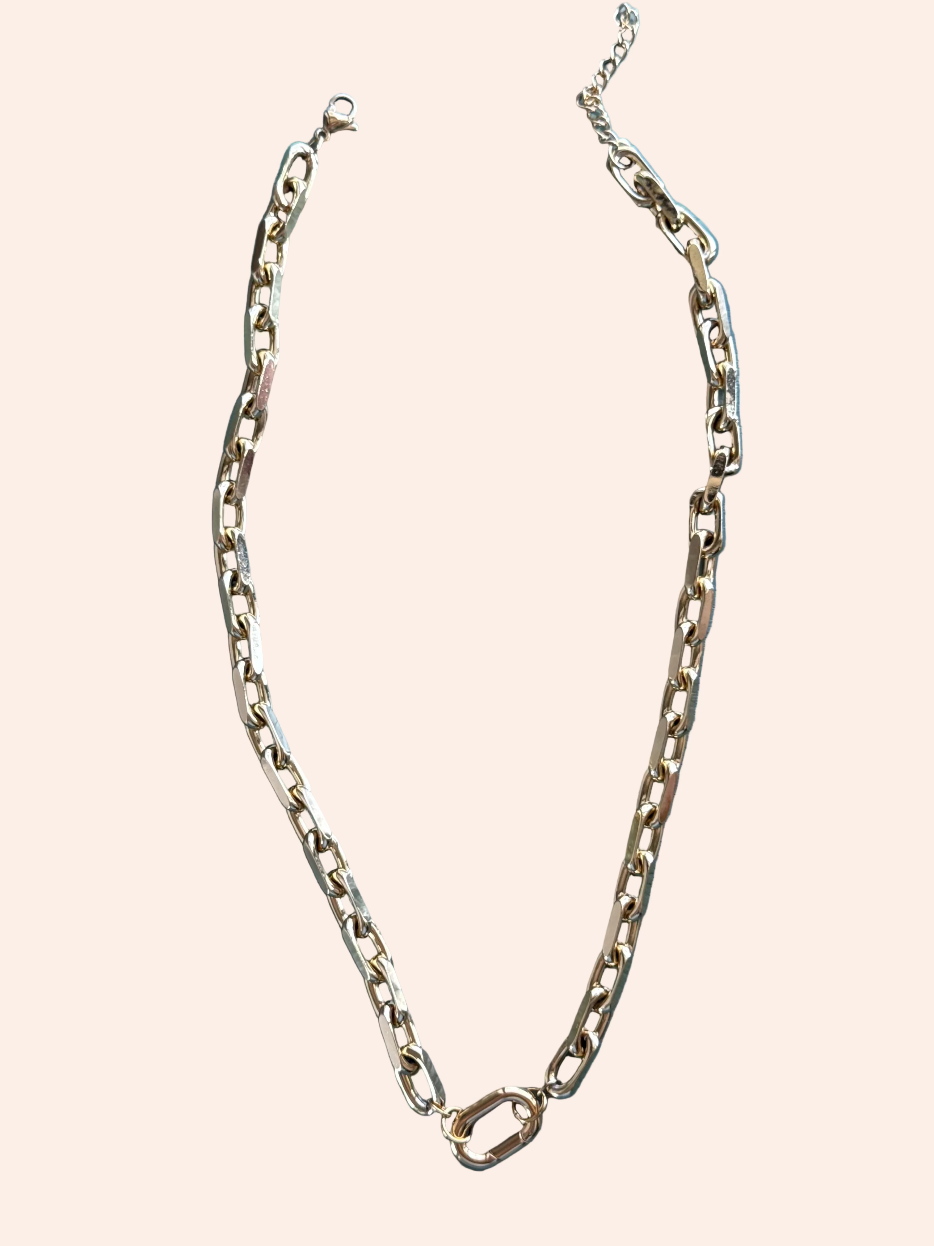 Signature Chain / Chunky Paperclip Necklace by From Juniper With Love in gold and silver tones.