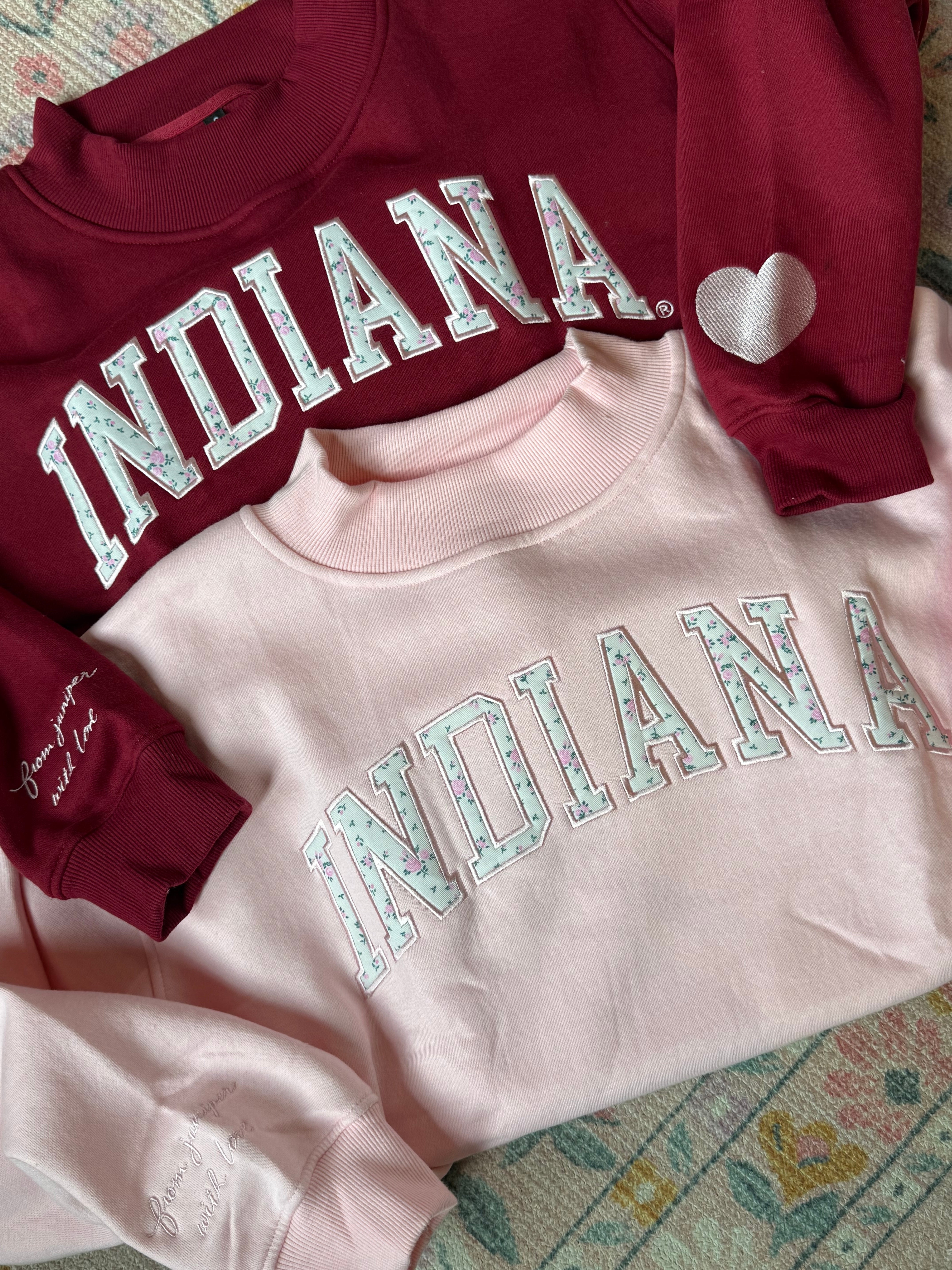 Indiana Collegiate Mock Neck Sweatshirt / Blush Pink
