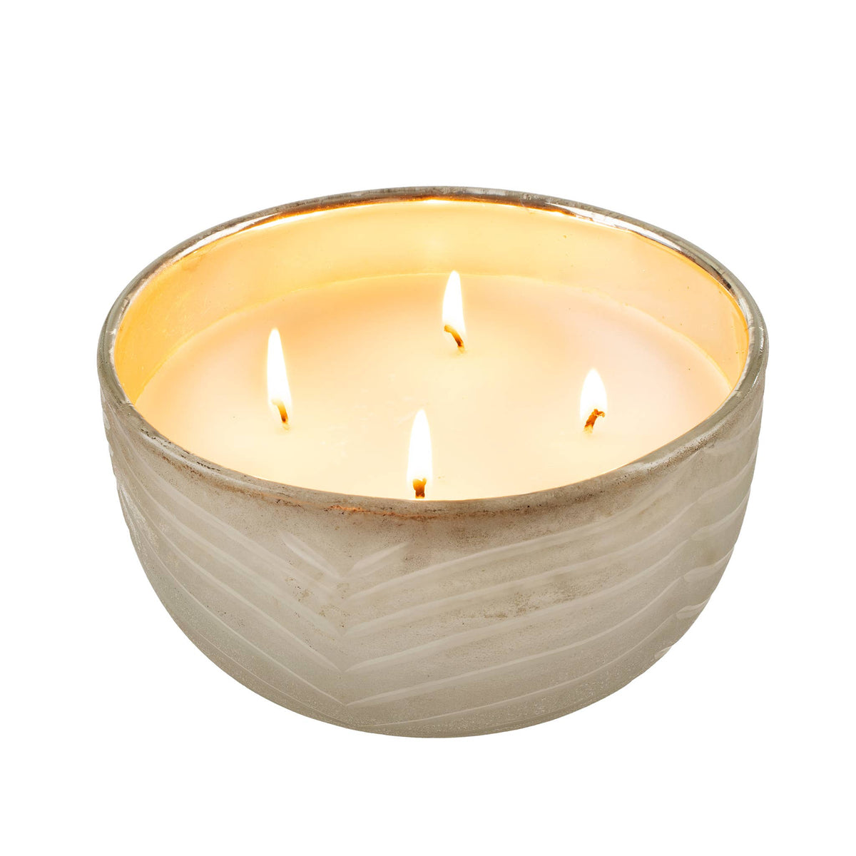 Silver Leaf Candle Bowl / Amber Spruce